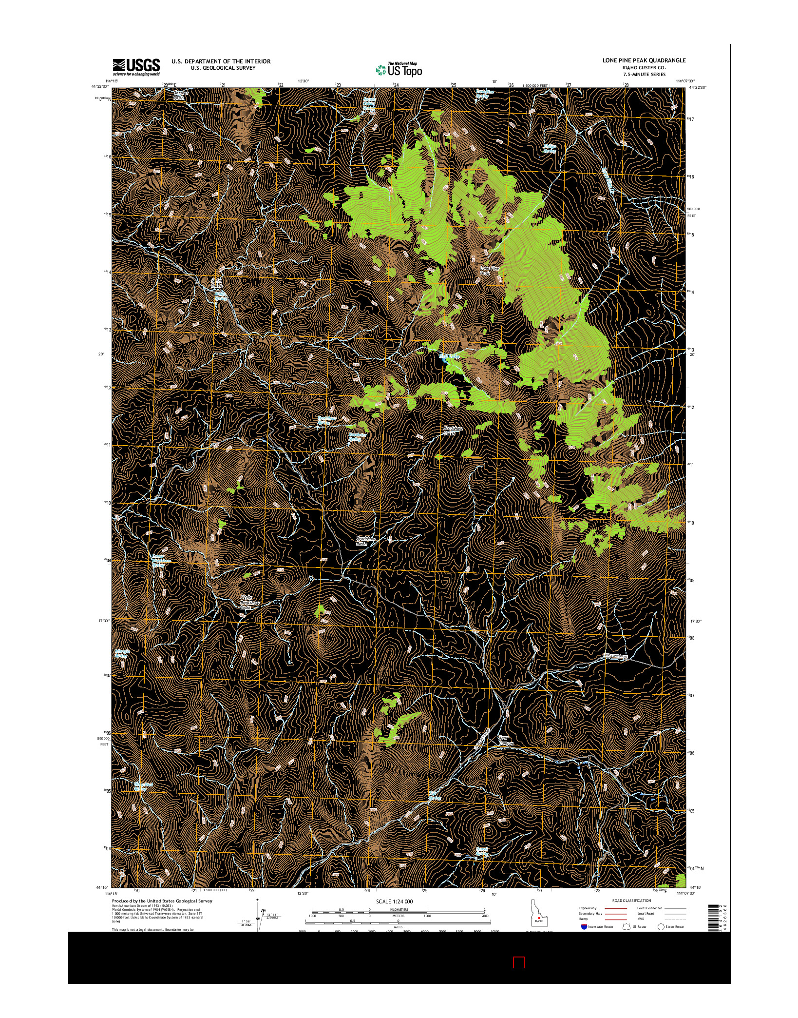 USGS US TOPO 7.5-MINUTE MAP FOR LONE PINE PEAK, ID 2017