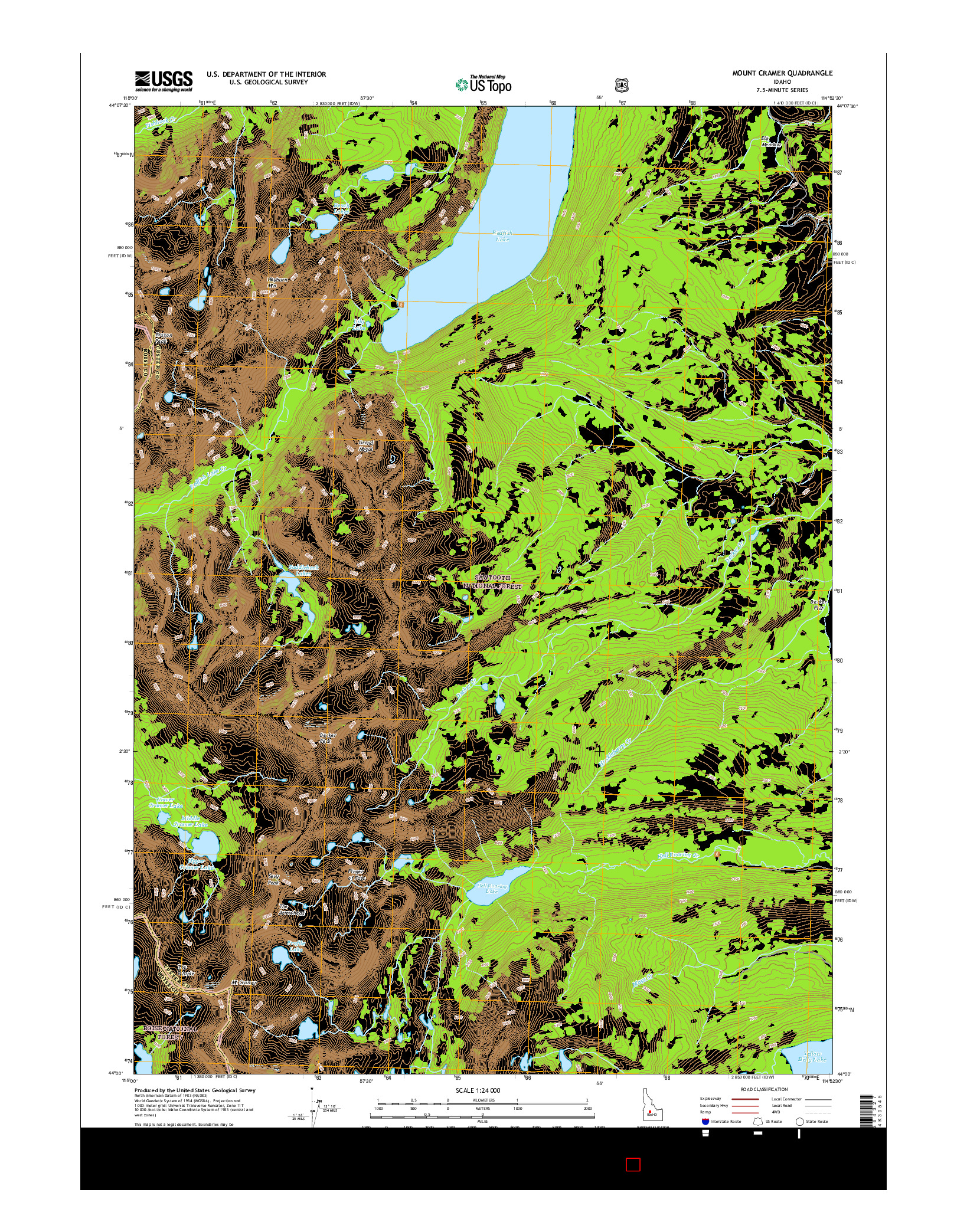 USGS US TOPO 7.5-MINUTE MAP FOR MOUNT CRAMER, ID 2017