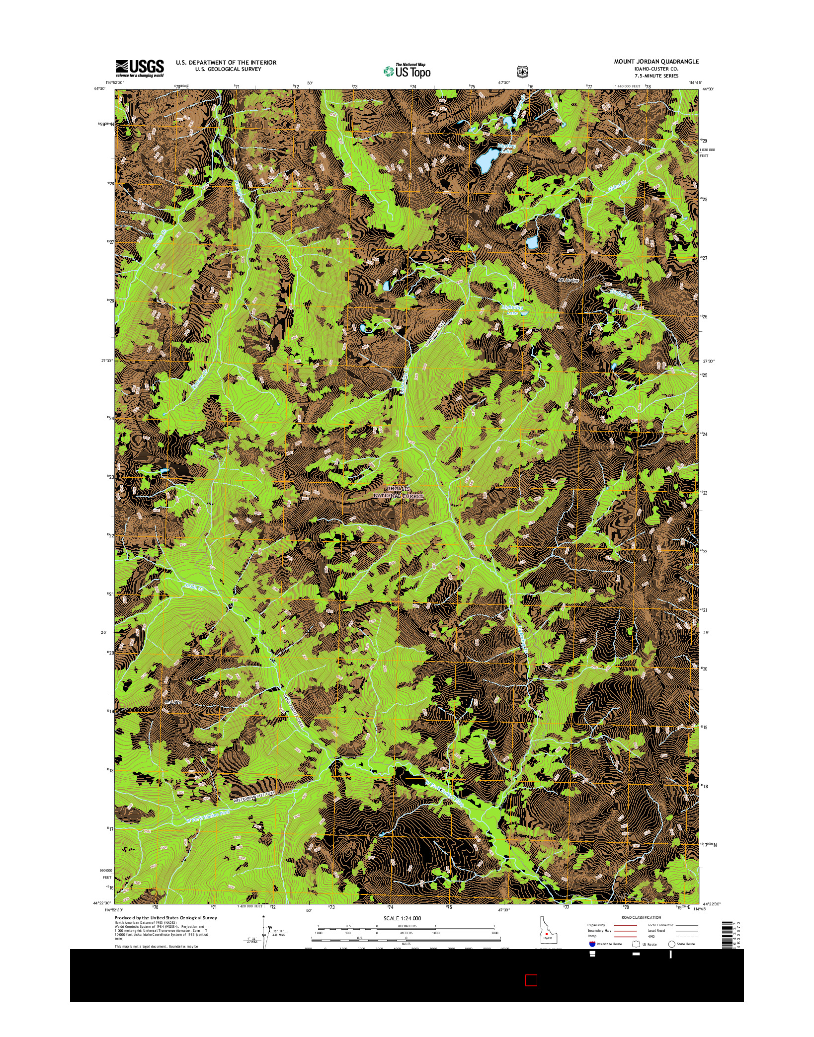 USGS US TOPO 7.5-MINUTE MAP FOR MOUNT JORDAN, ID 2017