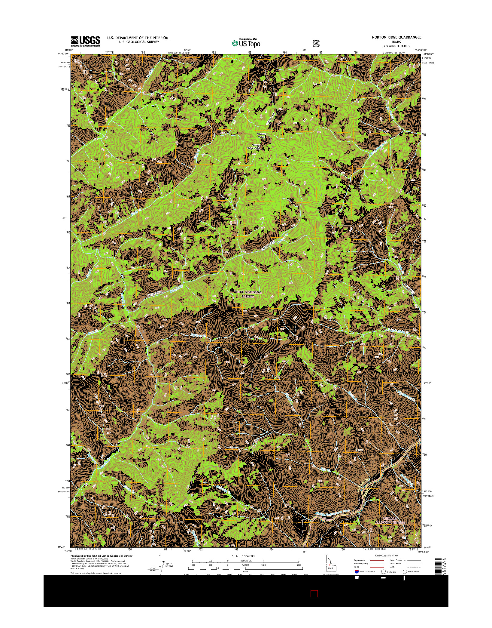 USGS US TOPO 7.5-MINUTE MAP FOR NORTON RIDGE, ID 2017