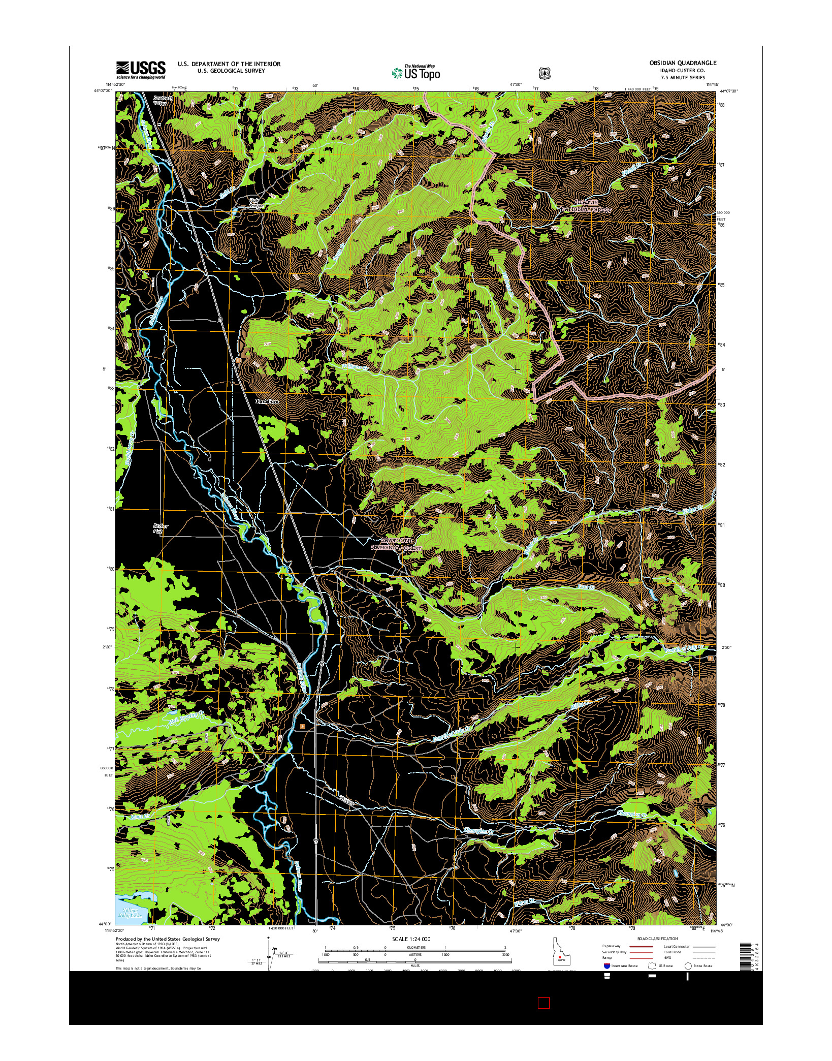 USGS US TOPO 7.5-MINUTE MAP FOR OBSIDIAN, ID 2017