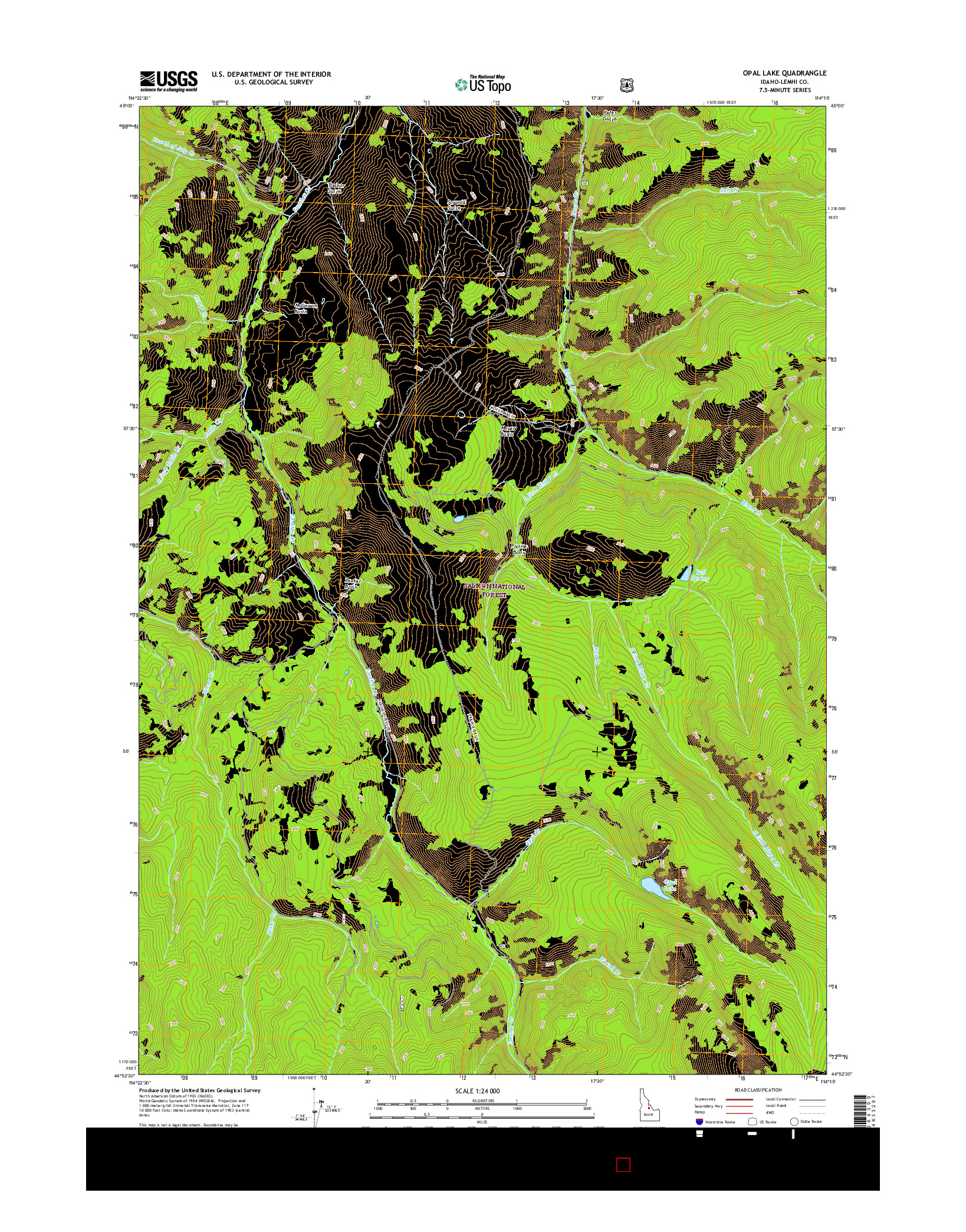 USGS US TOPO 7.5-MINUTE MAP FOR OPAL LAKE, ID 2017