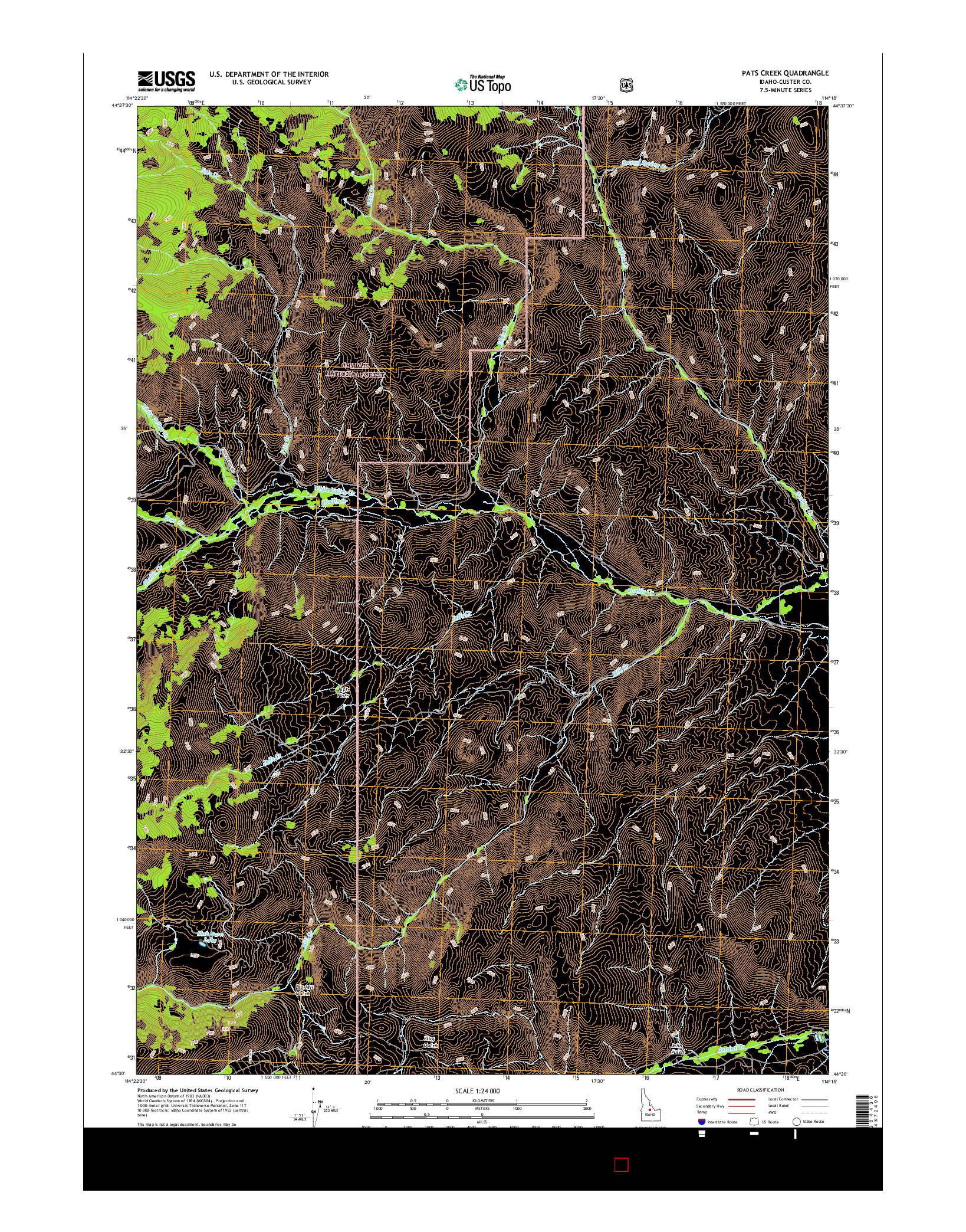 USGS US TOPO 7.5-MINUTE MAP FOR PATS CREEK, ID 2017