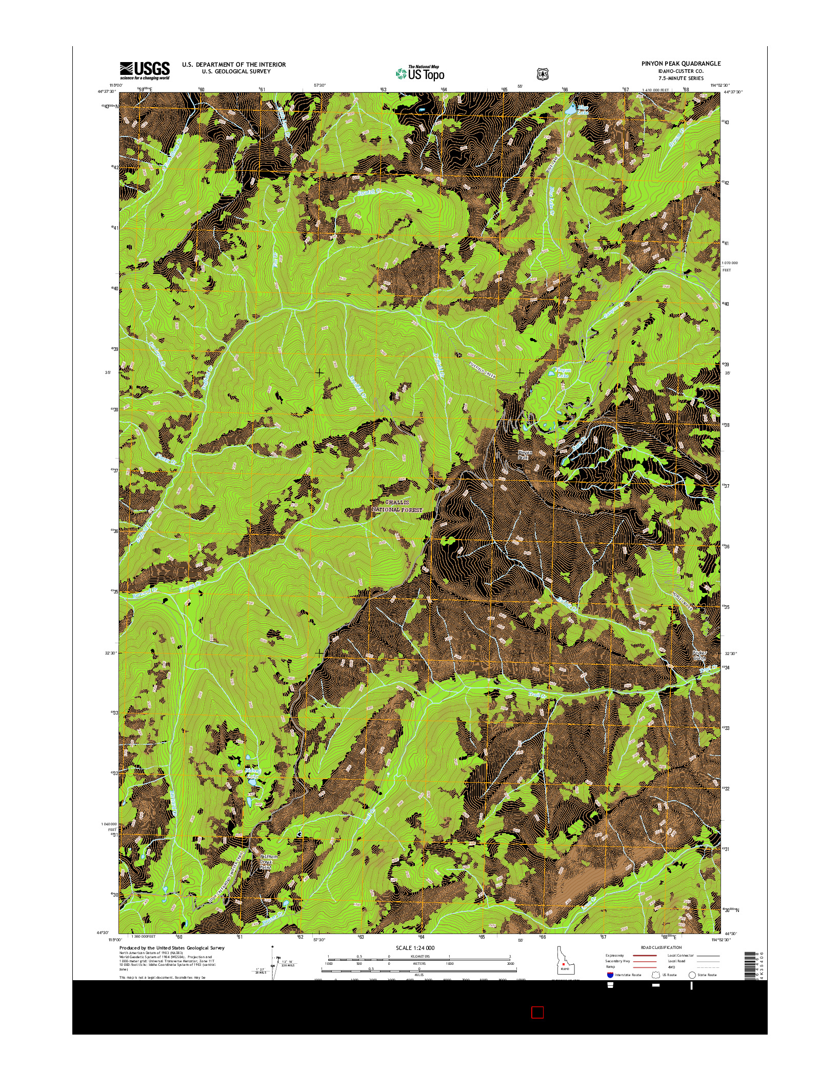 USGS US TOPO 7.5-MINUTE MAP FOR PINYON PEAK, ID 2017