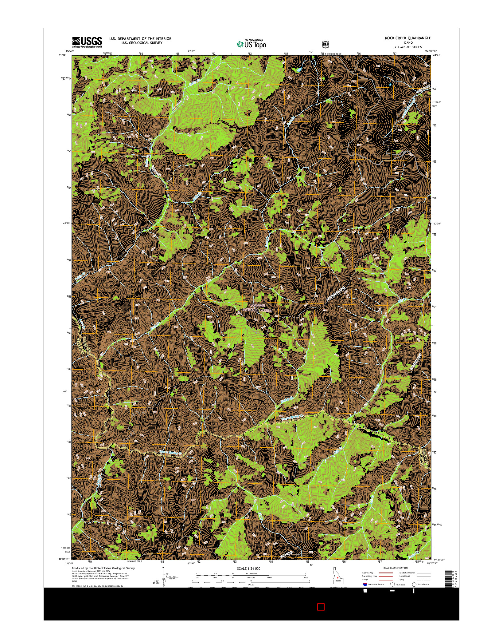 USGS US TOPO 7.5-MINUTE MAP FOR ROCK CREEK, ID 2017