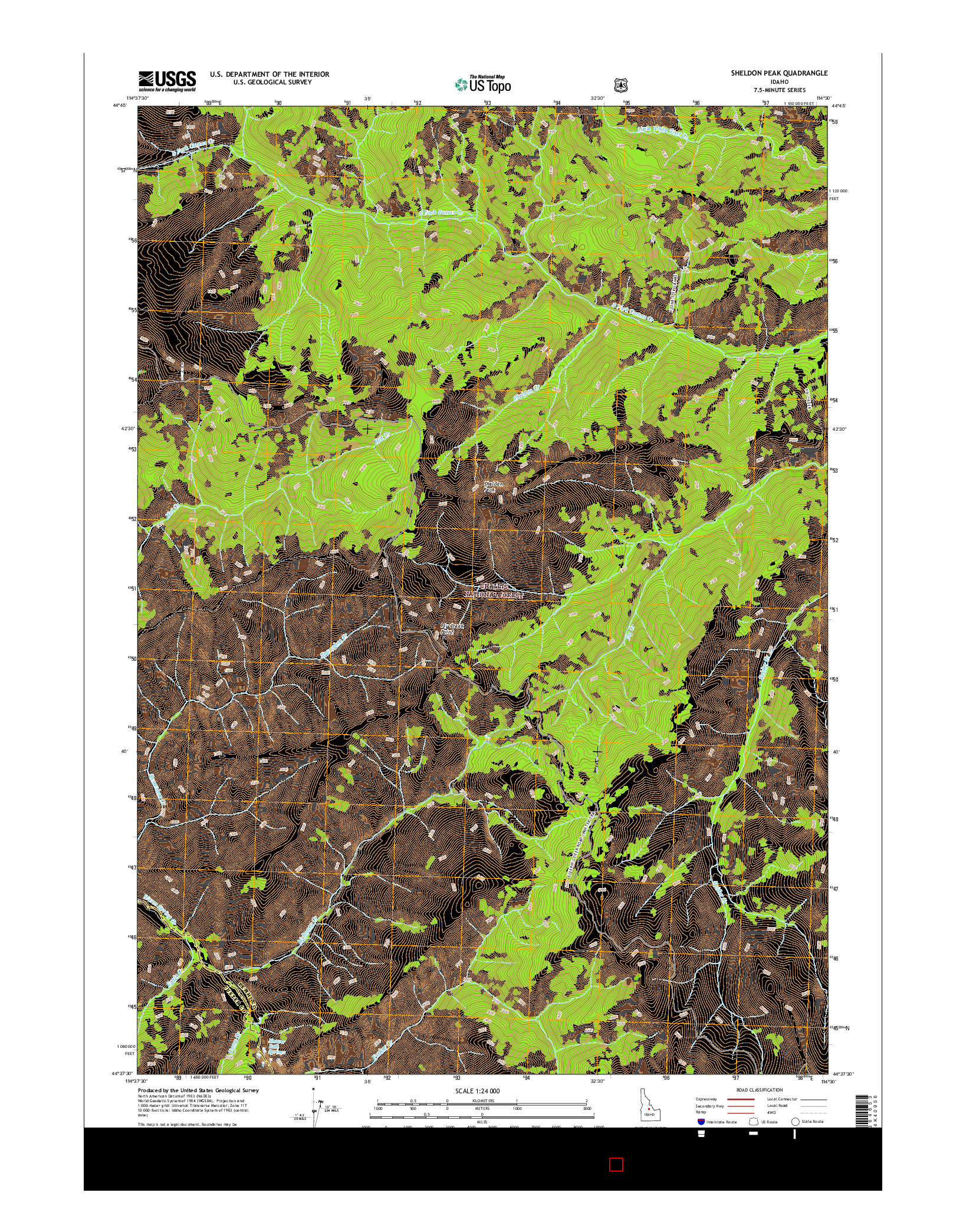 USGS US TOPO 7.5-MINUTE MAP FOR SHELDON PEAK, ID 2017
