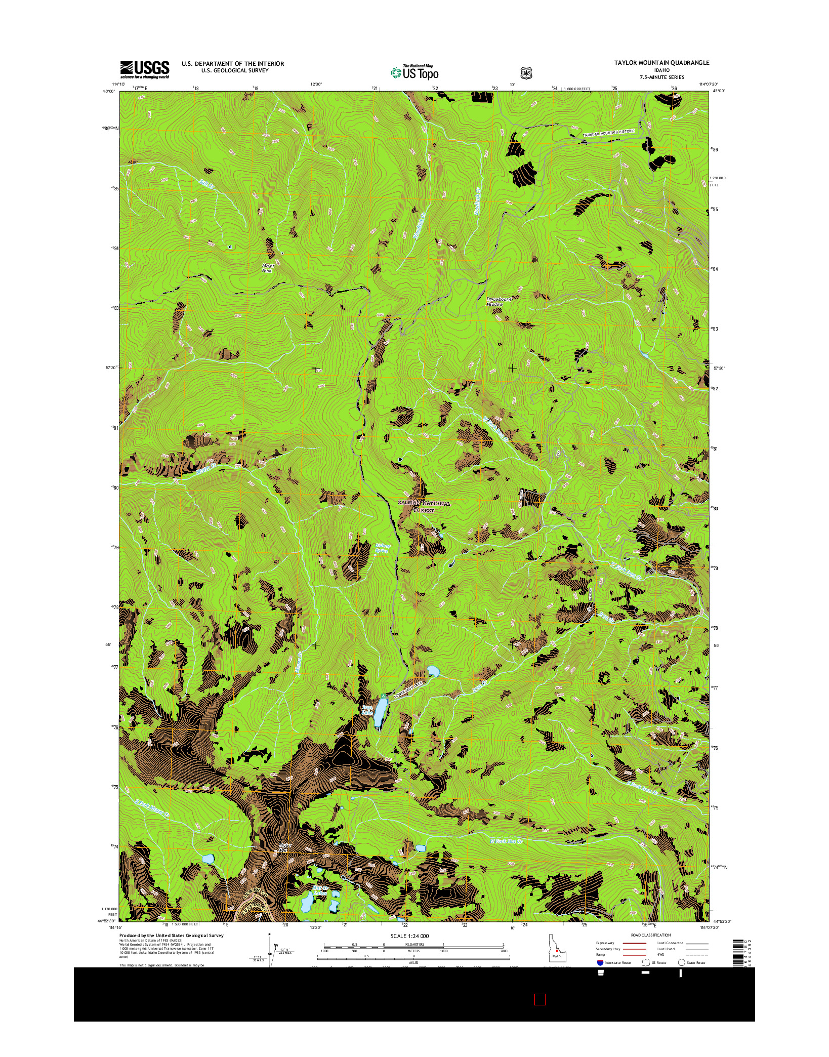 USGS US TOPO 7.5-MINUTE MAP FOR TAYLOR MOUNTAIN, ID 2017