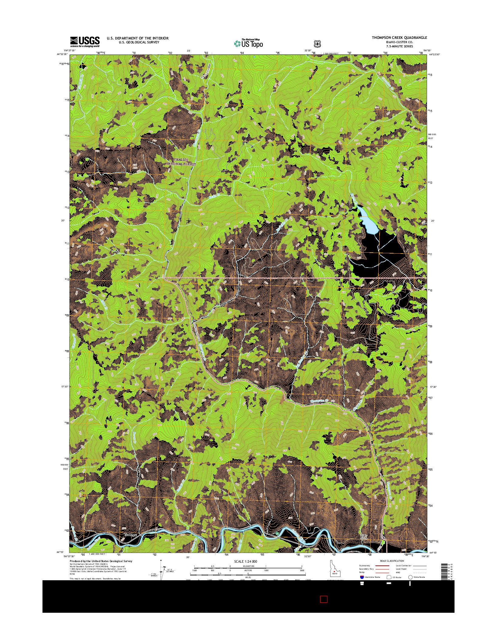 USGS US TOPO 7.5-MINUTE MAP FOR THOMPSON CREEK, ID 2017