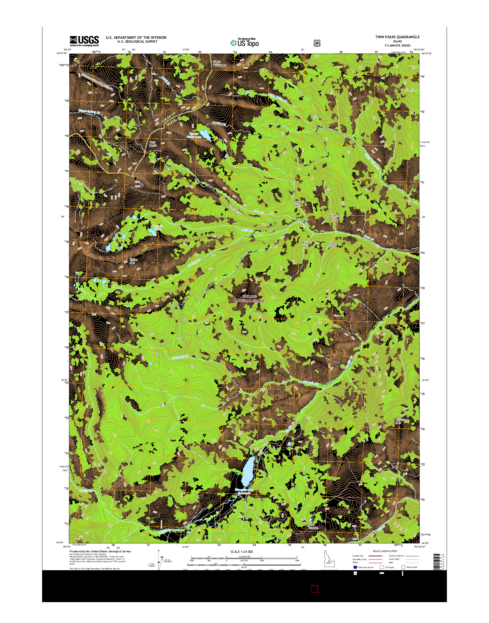 USGS US TOPO 7.5-MINUTE MAP FOR TWIN PEAKS, ID 2017