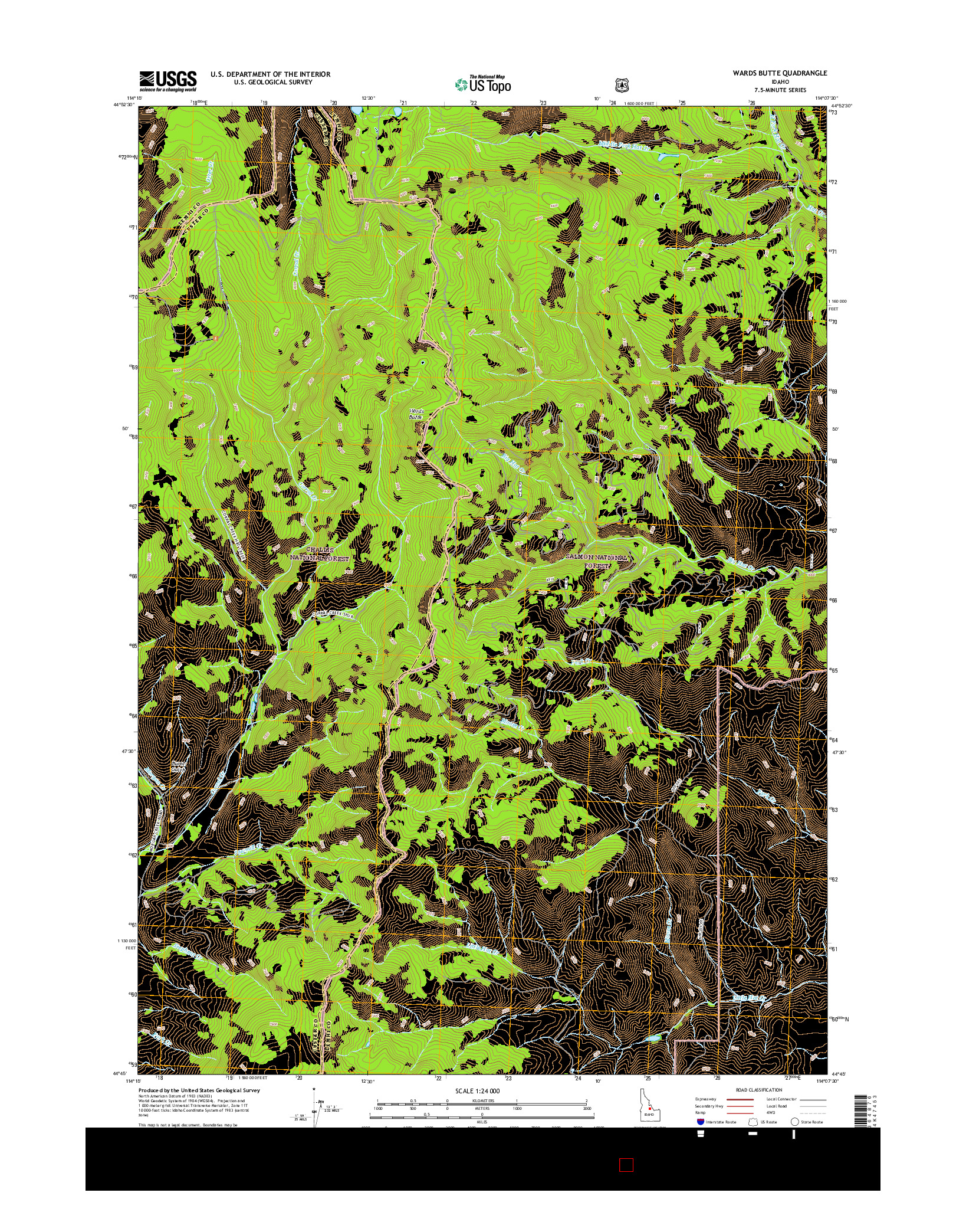 USGS US TOPO 7.5-MINUTE MAP FOR WARDS BUTTE, ID 2017