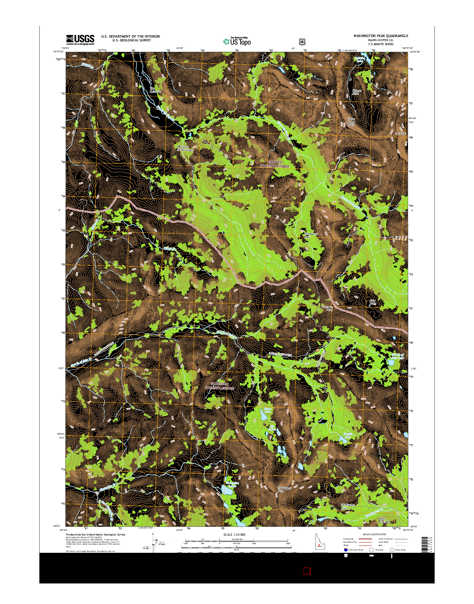 USGS US TOPO 7.5-MINUTE MAP FOR WASHINGTON PEAK, ID 2017