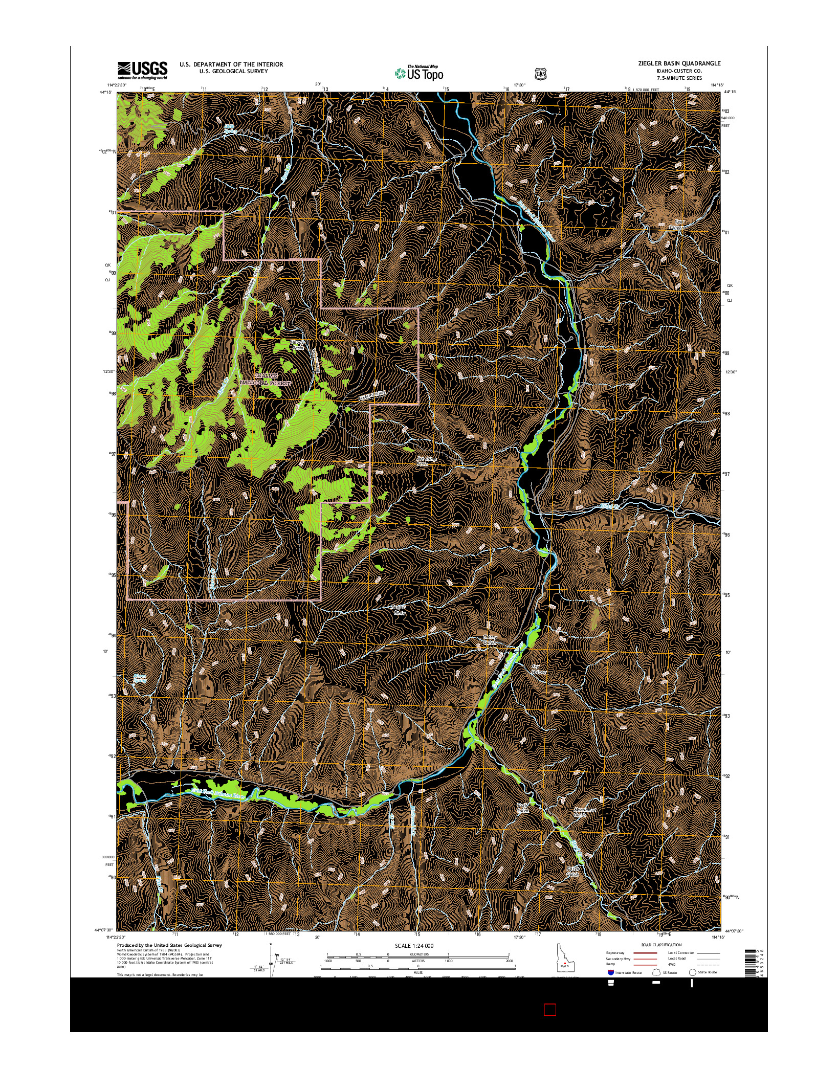 USGS US TOPO 7.5-MINUTE MAP FOR ZIEGLER BASIN, ID 2017
