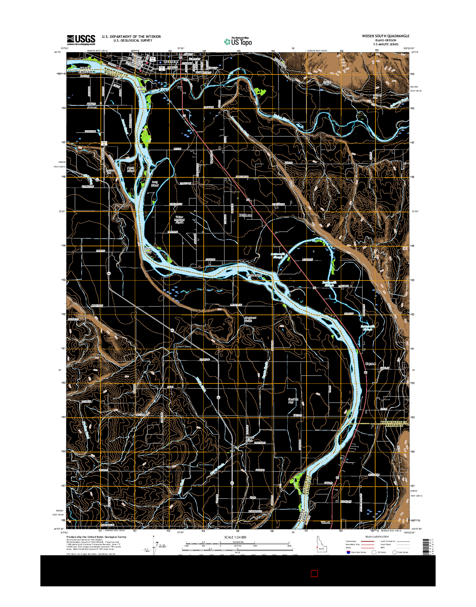 USGS US TOPO 7.5-MINUTE MAP FOR WEISER SOUTH, ID-OR 2017