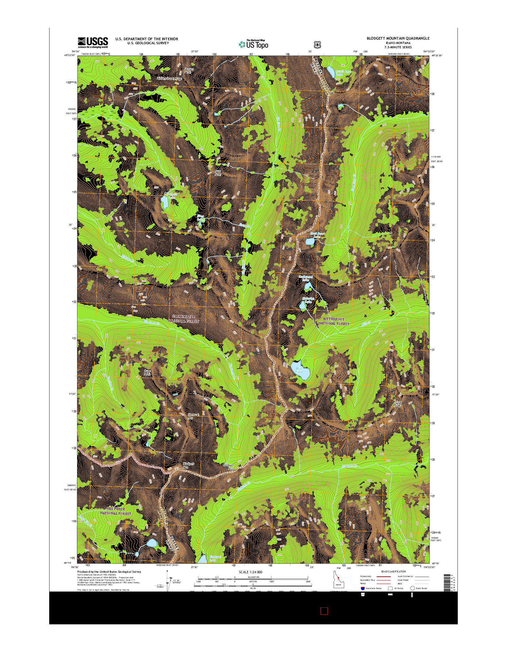 USGS US TOPO 7.5-MINUTE MAP FOR BLODGETT MOUNTAIN, ID-MT 2017