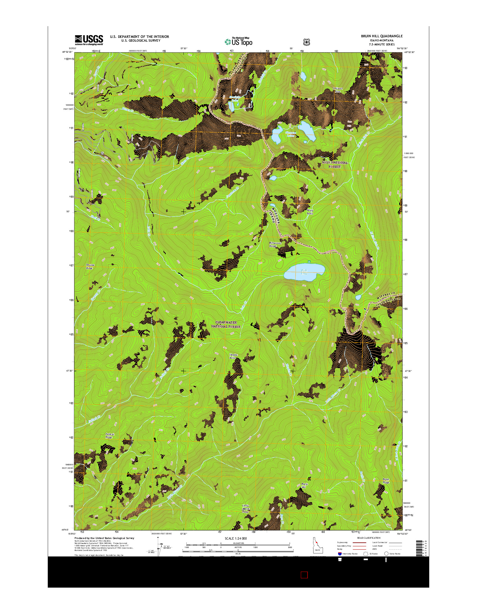 USGS US TOPO 7.5-MINUTE MAP FOR BRUIN HILL, ID-MT 2017
