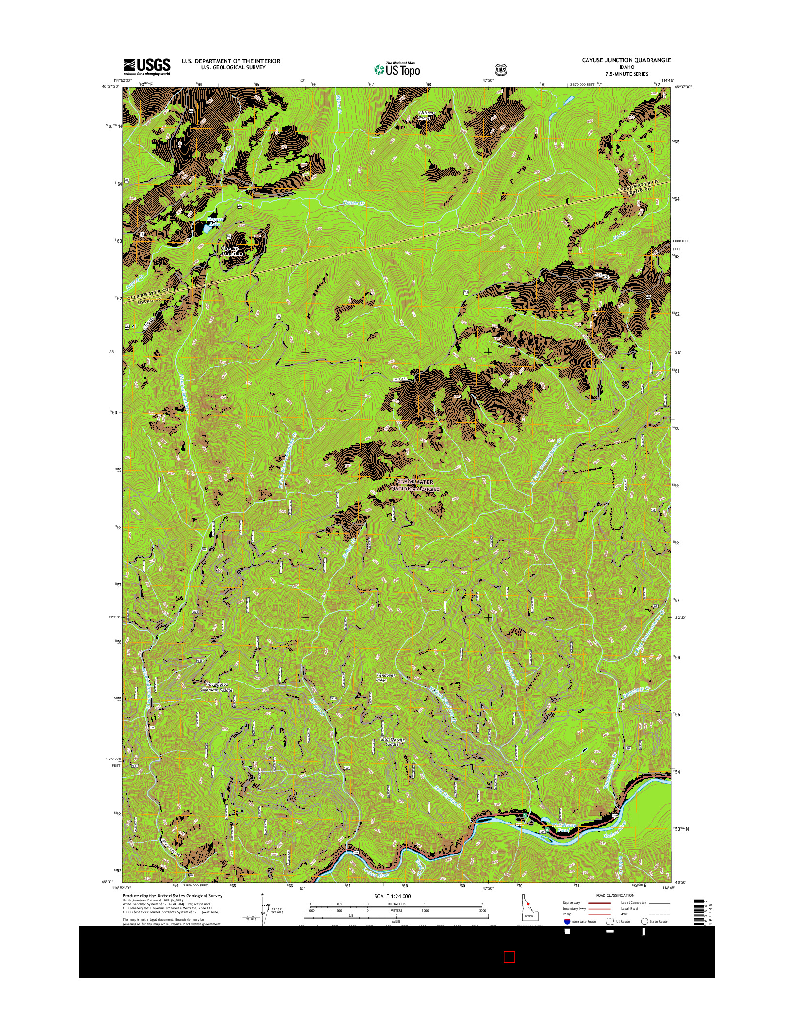 USGS US TOPO 7.5-MINUTE MAP FOR CAYUSE JUNCTION, ID 2017