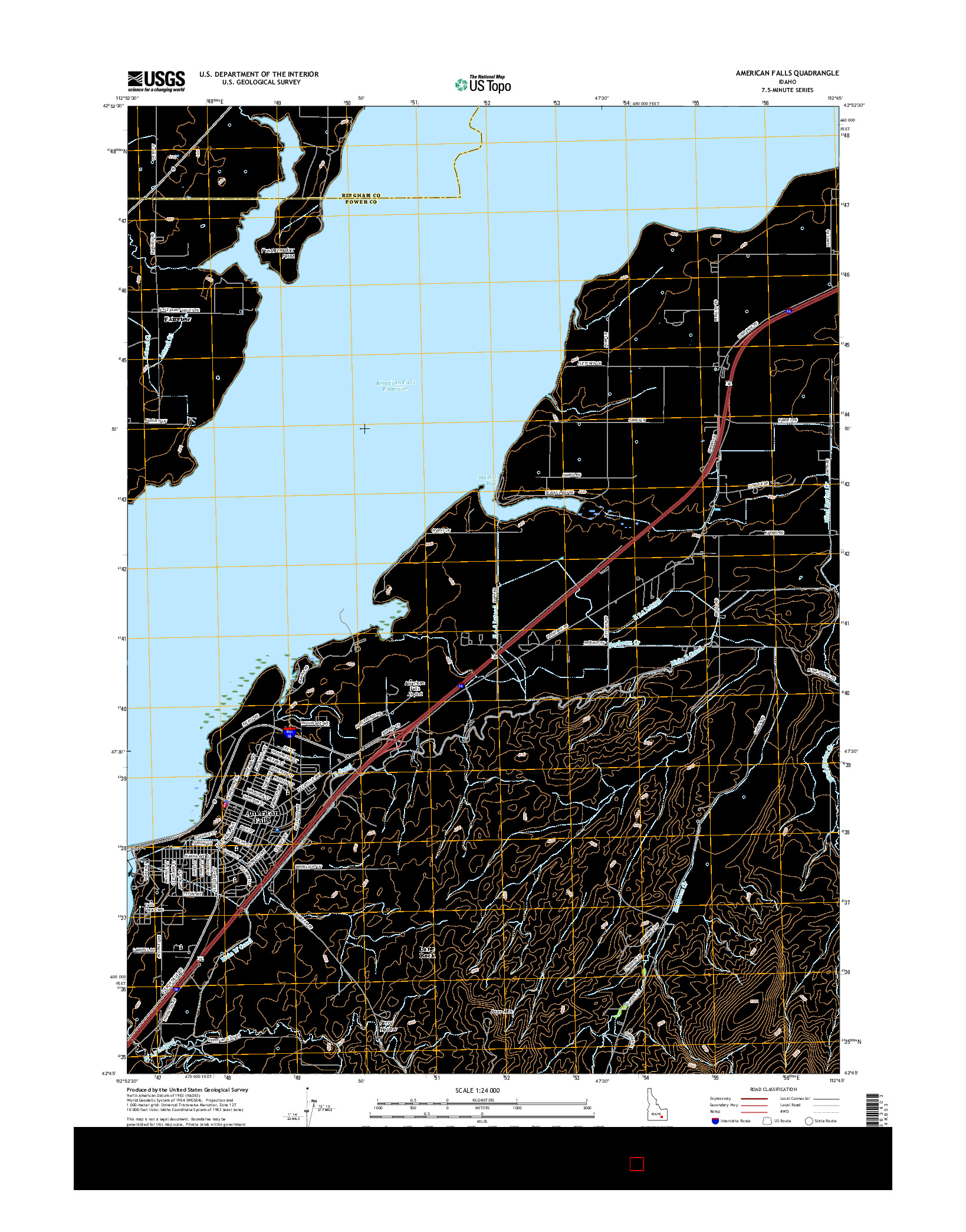 USGS US TOPO 7.5-MINUTE MAP FOR AMERICAN FALLS, ID 2017