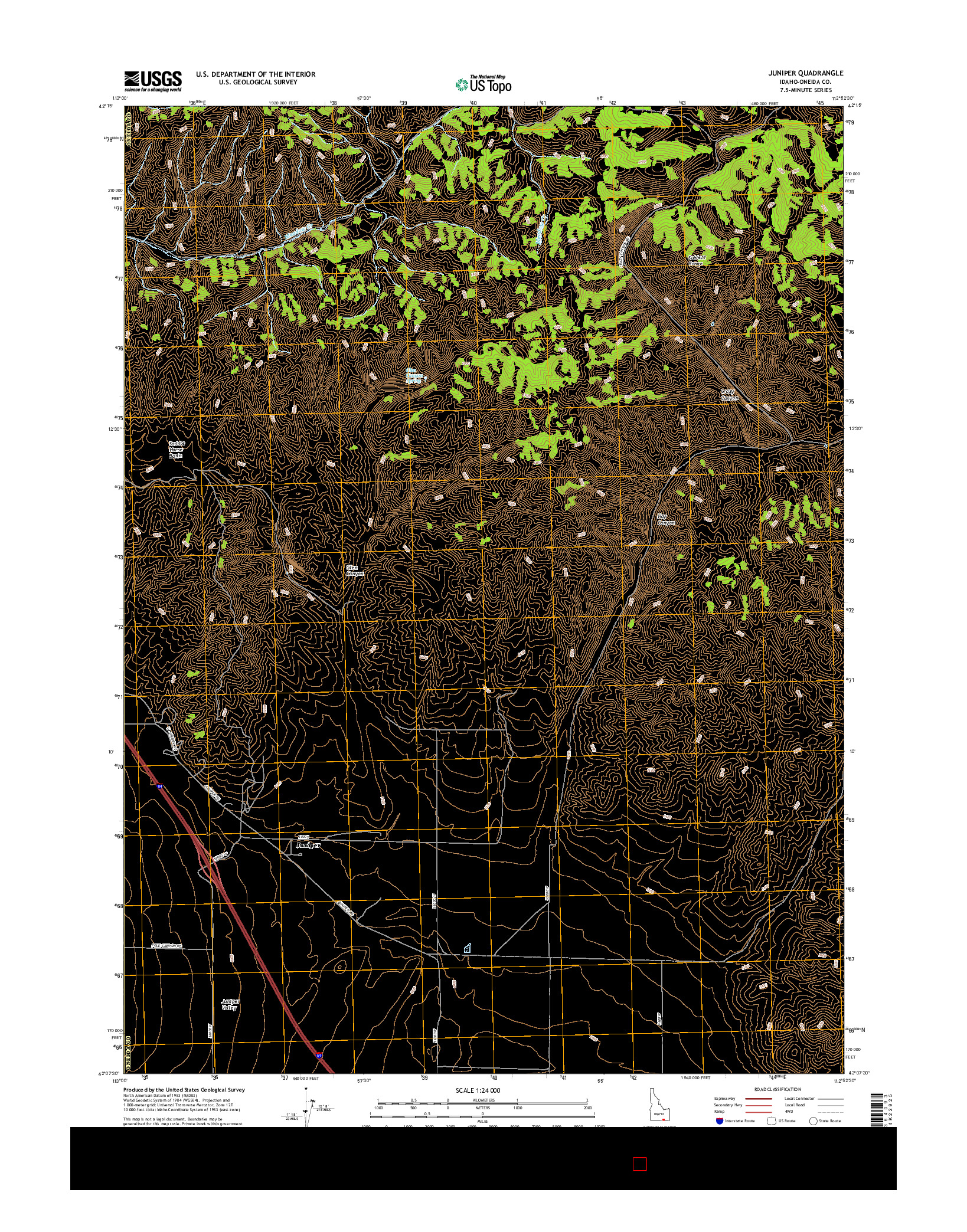 USGS US TOPO 7.5-MINUTE MAP FOR JUNIPER, ID 2017