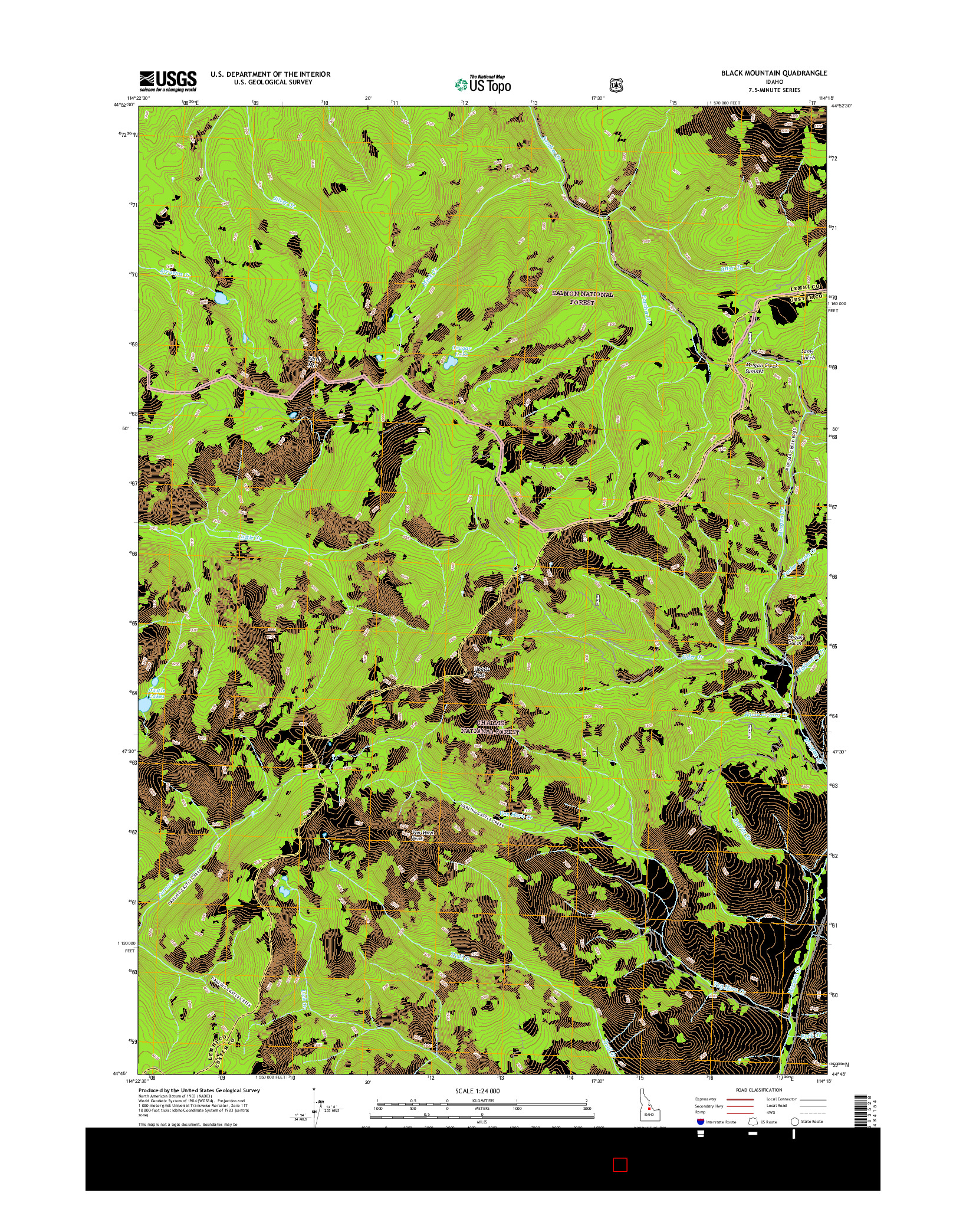 USGS US TOPO 7.5-MINUTE MAP FOR BLACK MOUNTAIN, ID 2017