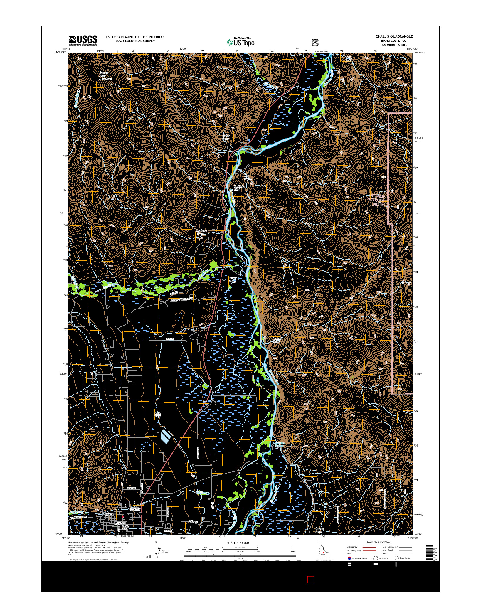 USGS US TOPO 7.5-MINUTE MAP FOR CHALLIS, ID 2017