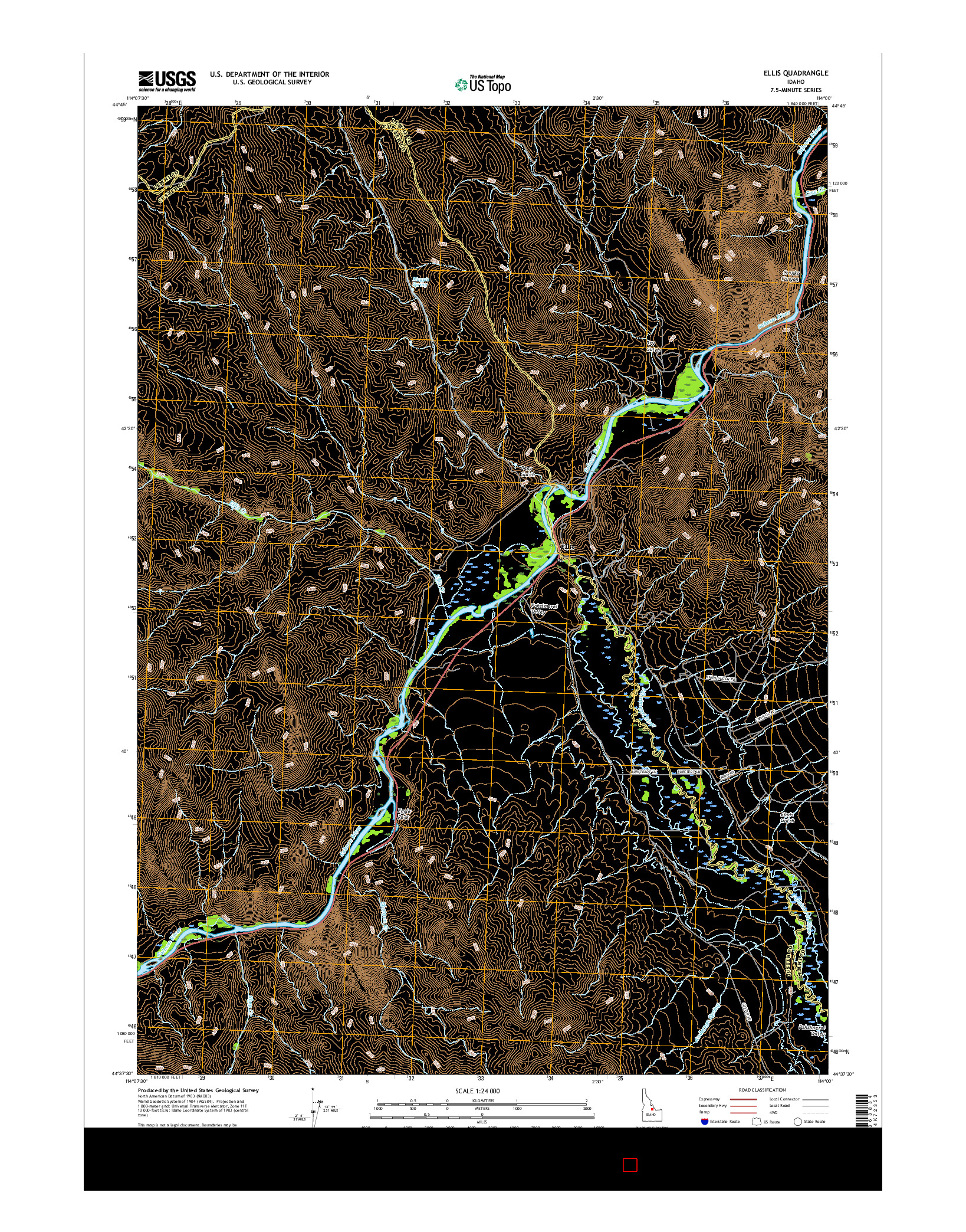 USGS US TOPO 7.5-MINUTE MAP FOR ELLIS, ID 2017