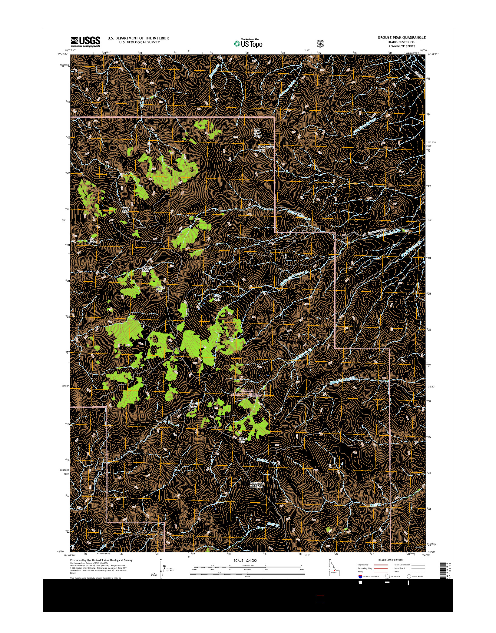 USGS US TOPO 7.5-MINUTE MAP FOR GROUSE PEAK, ID 2017