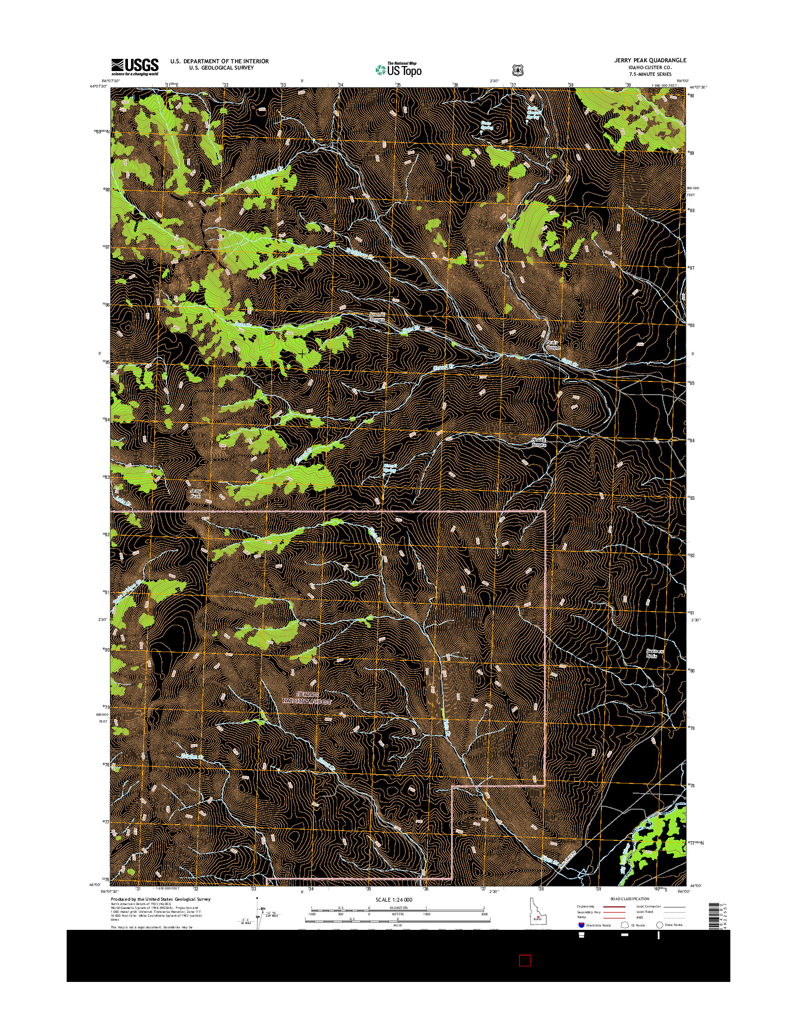 USGS US TOPO 7.5-MINUTE MAP FOR JERRY PEAK, ID 2017