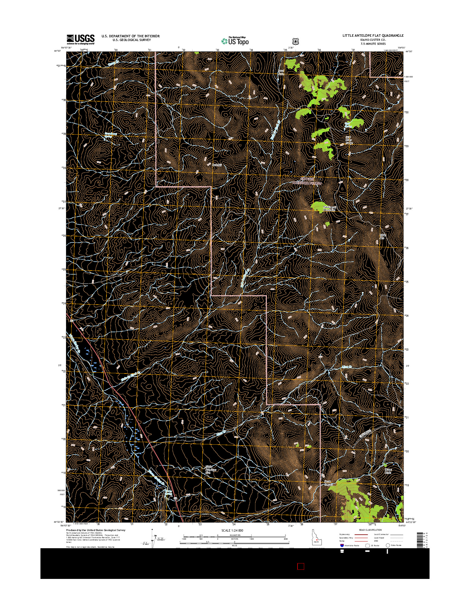 USGS US TOPO 7.5-MINUTE MAP FOR LITTLE ANTELOPE FLAT, ID 2017