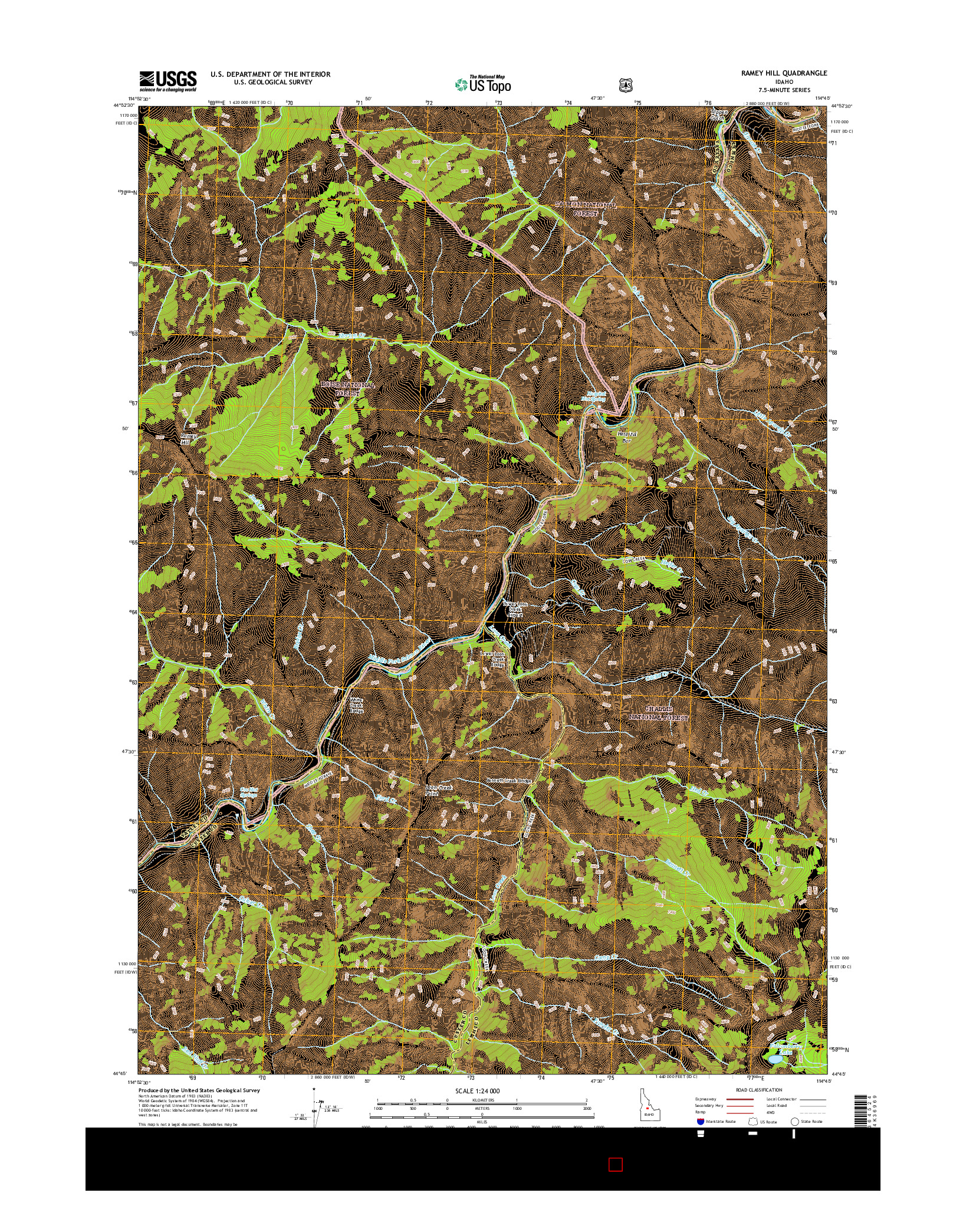 USGS US TOPO 7.5-MINUTE MAP FOR RAMEY HILL, ID 2017