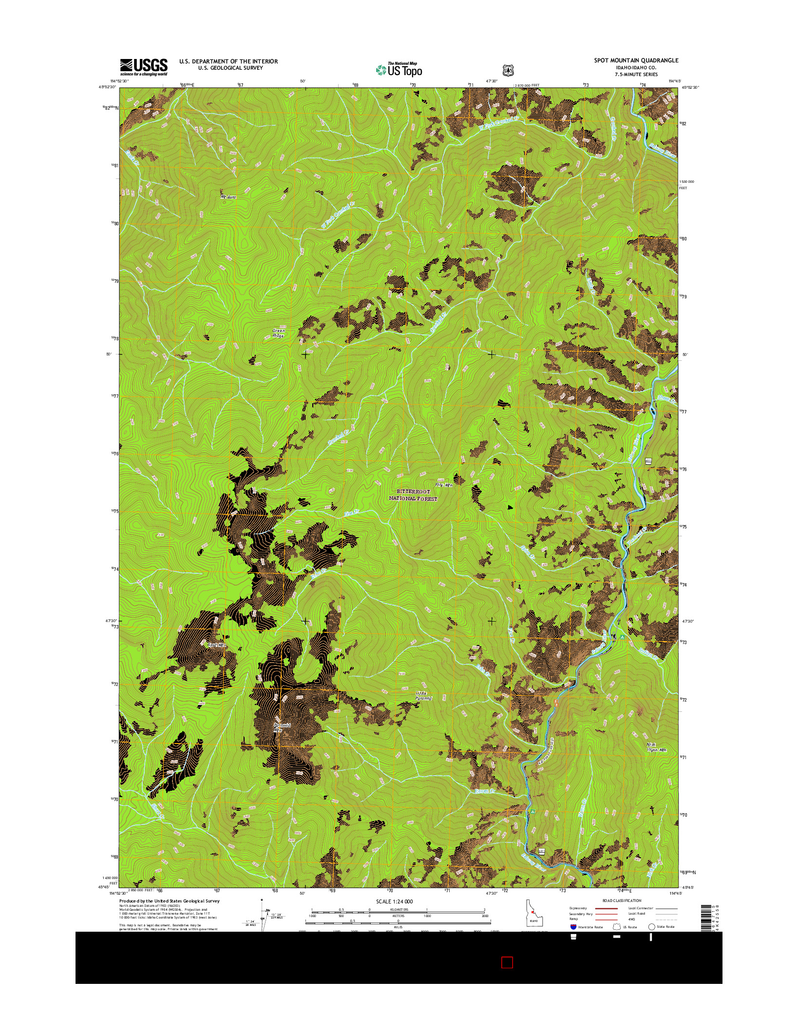 USGS US TOPO 7.5-MINUTE MAP FOR SPOT MOUNTAIN, ID 2017