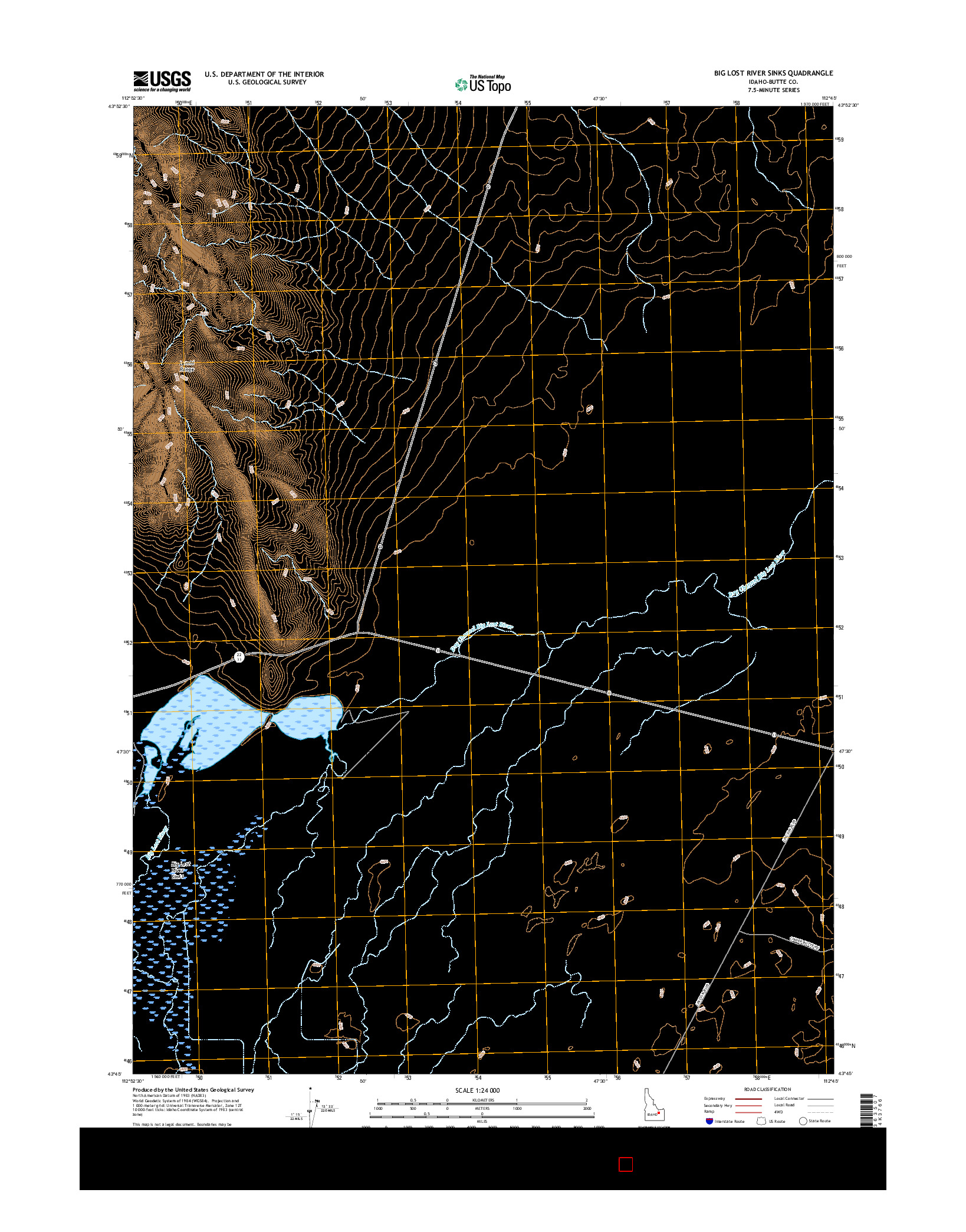 USGS US TOPO 7.5-MINUTE MAP FOR BIG LOST RIVER SINKS, ID 2017