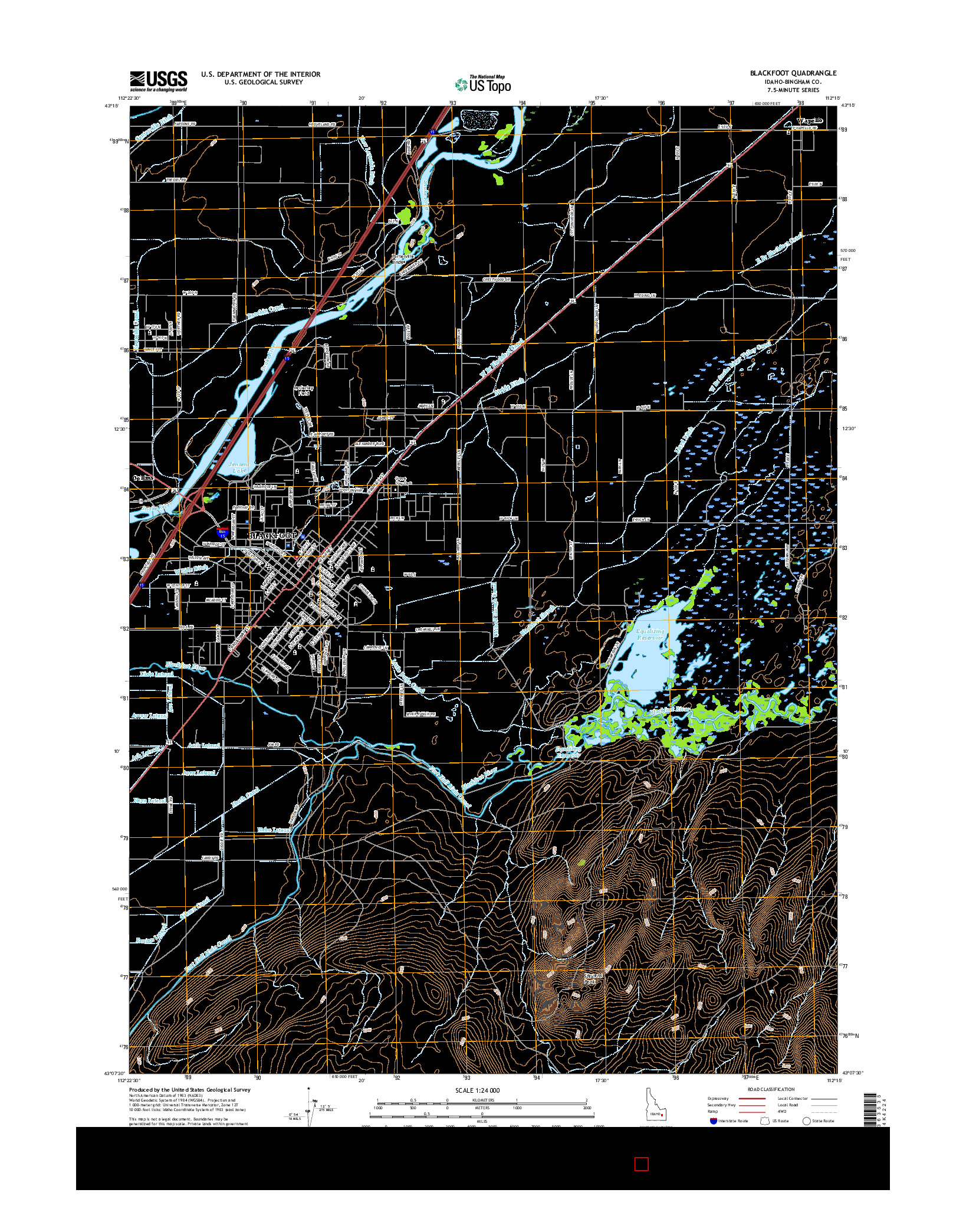 USGS US TOPO 7.5-MINUTE MAP FOR BLACKFOOT, ID 2017