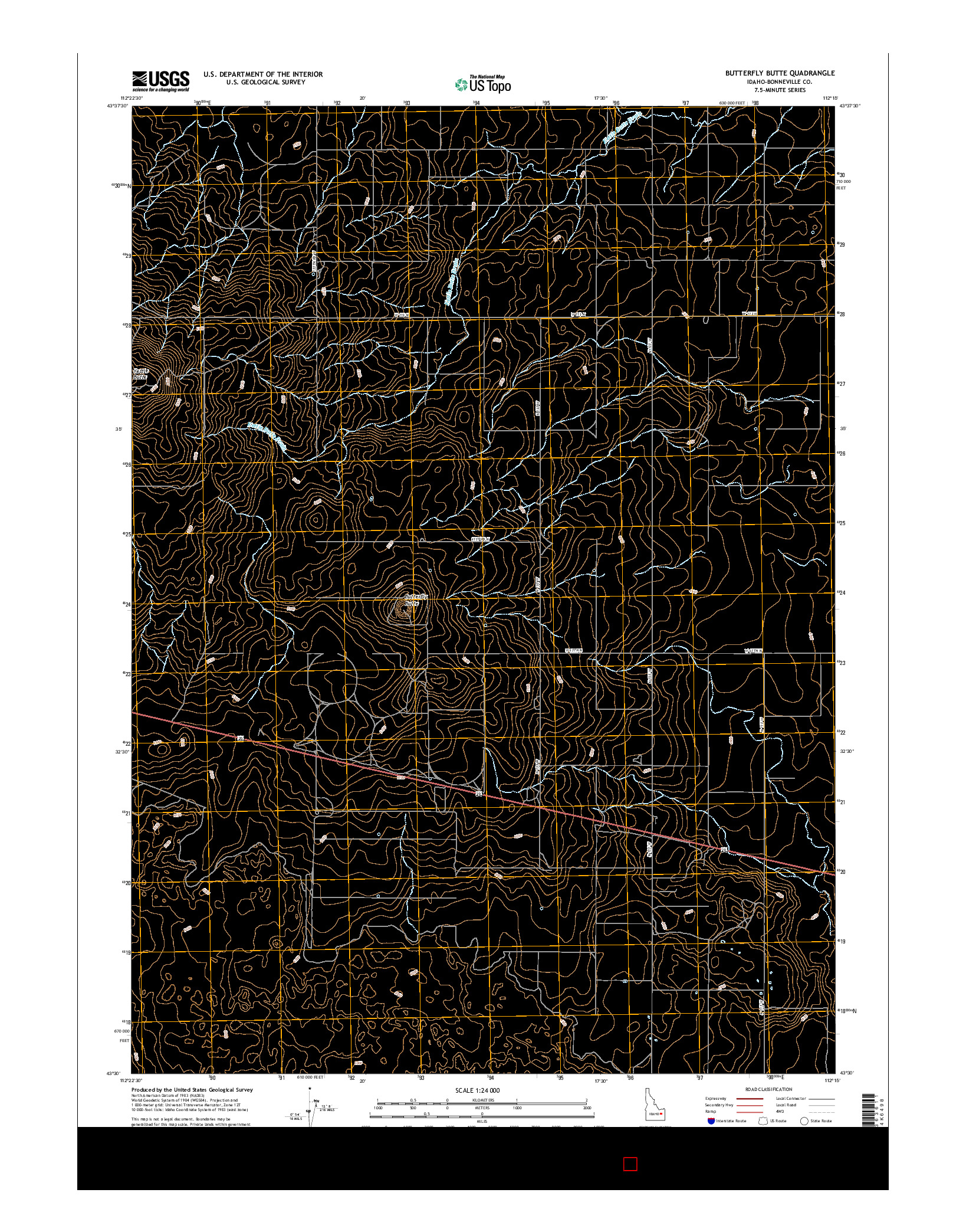 USGS US TOPO 7.5-MINUTE MAP FOR BUTTERFLY BUTTE, ID 2017