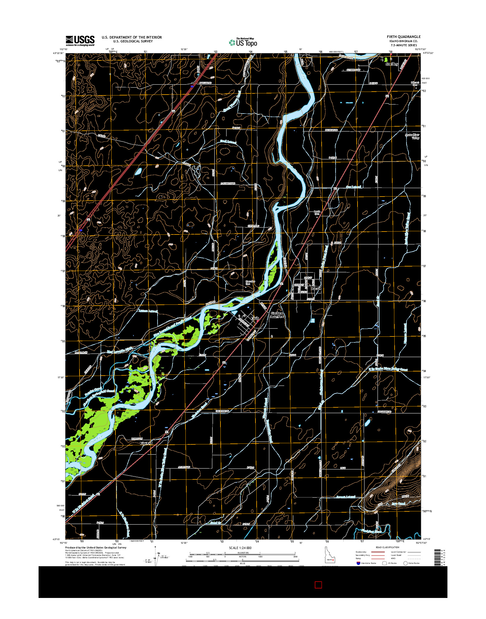 USGS US TOPO 7.5-MINUTE MAP FOR FIRTH, ID 2017