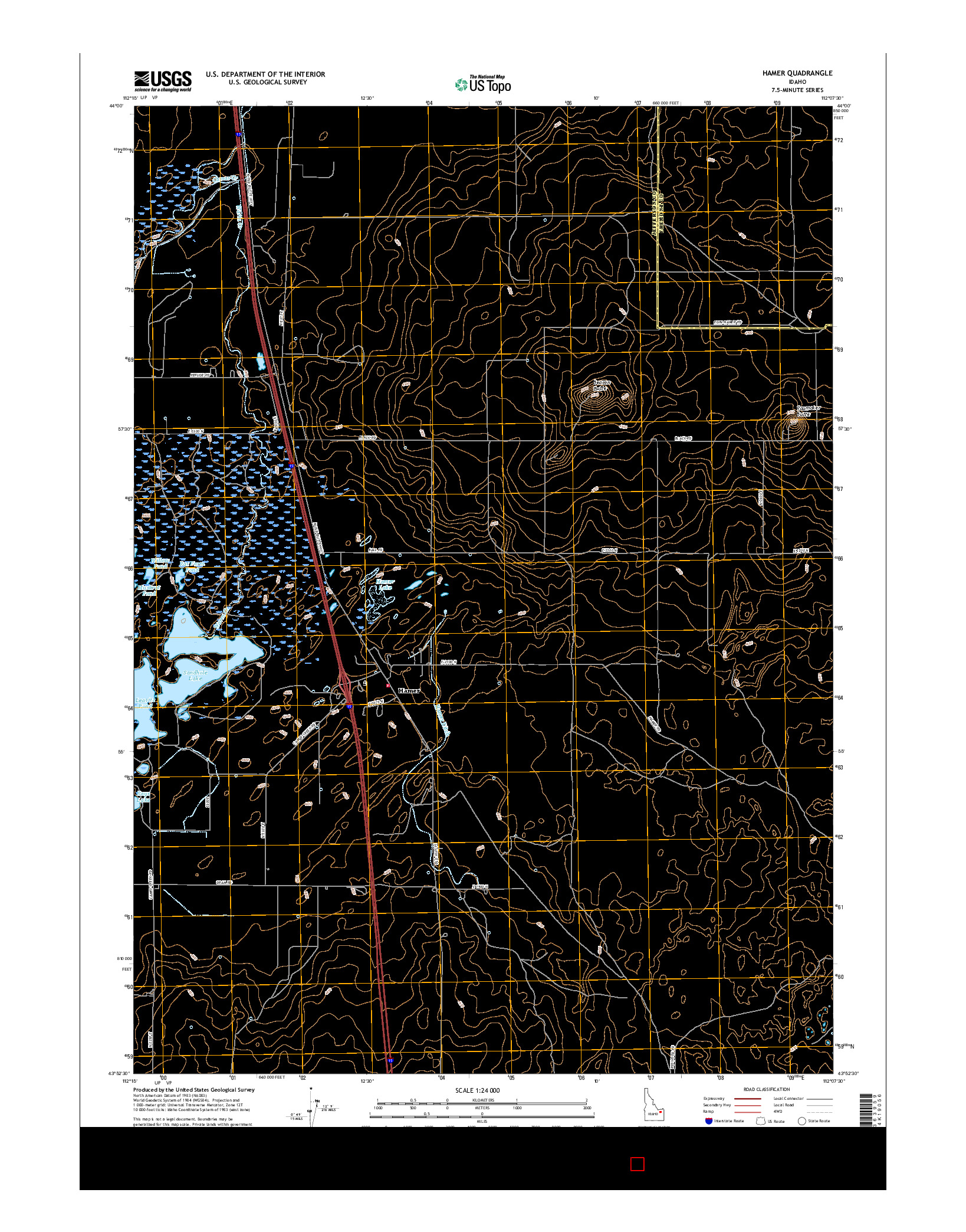 USGS US TOPO 7.5-MINUTE MAP FOR HAMER, ID 2017