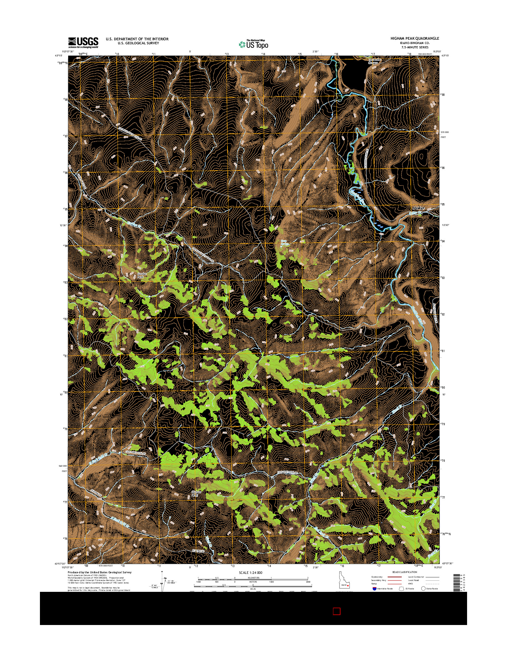 USGS US TOPO 7.5-MINUTE MAP FOR HIGHAM PEAK, ID 2017