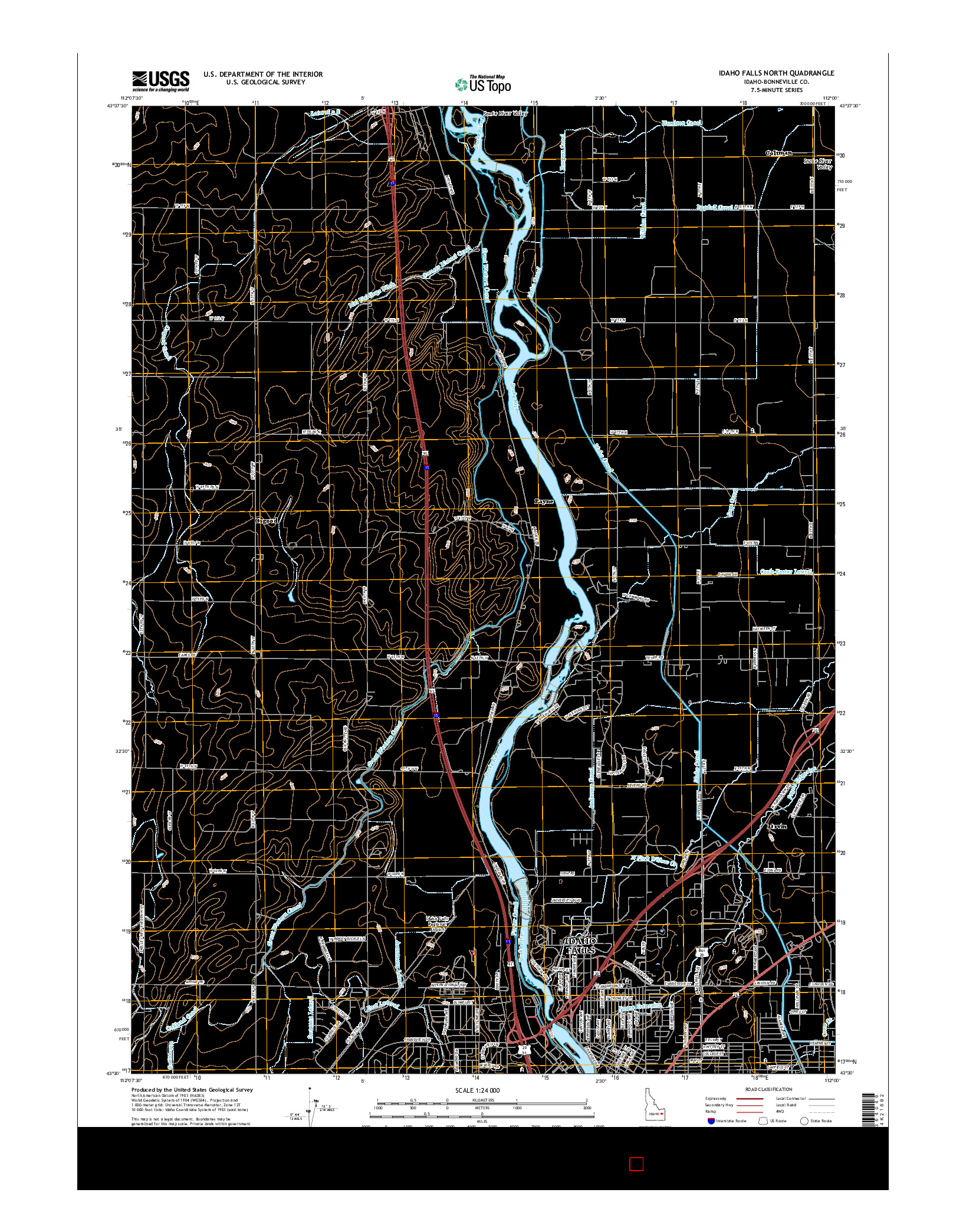 USGS US TOPO 7.5-MINUTE MAP FOR IDAHO FALLS NORTH, ID 2017