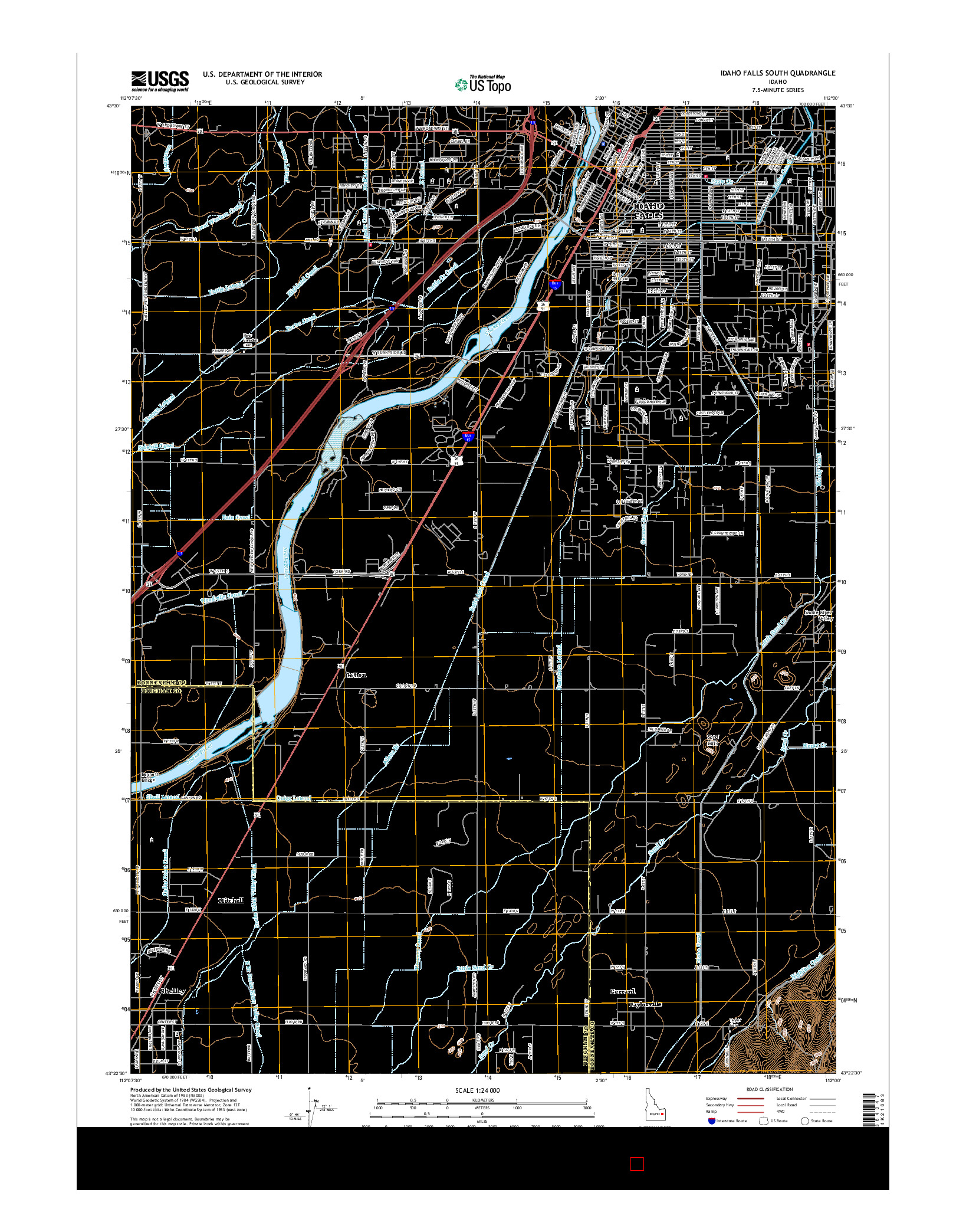 USGS US TOPO 7.5-MINUTE MAP FOR IDAHO FALLS SOUTH, ID 2017