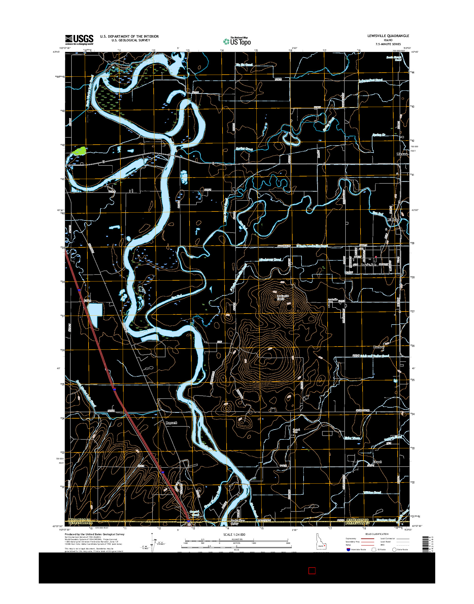 USGS US TOPO 7.5-MINUTE MAP FOR LEWISVILLE, ID 2017