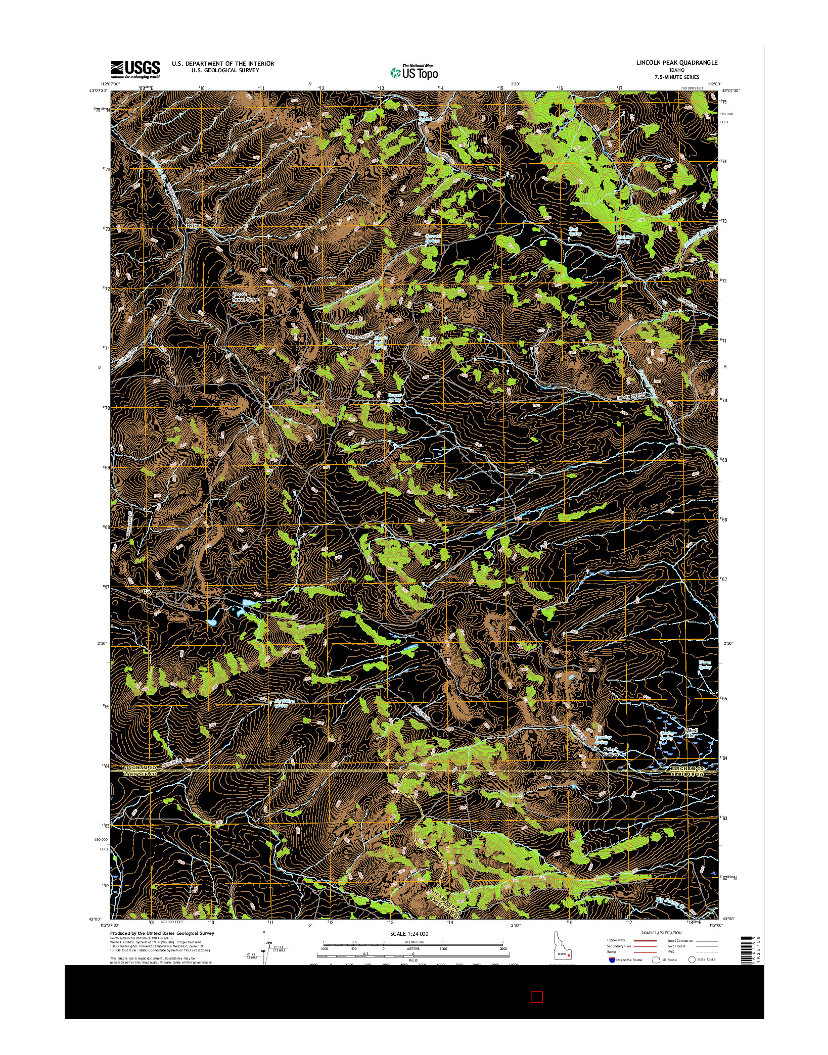 USGS US TOPO 7.5-MINUTE MAP FOR LINCOLN PEAK, ID 2017