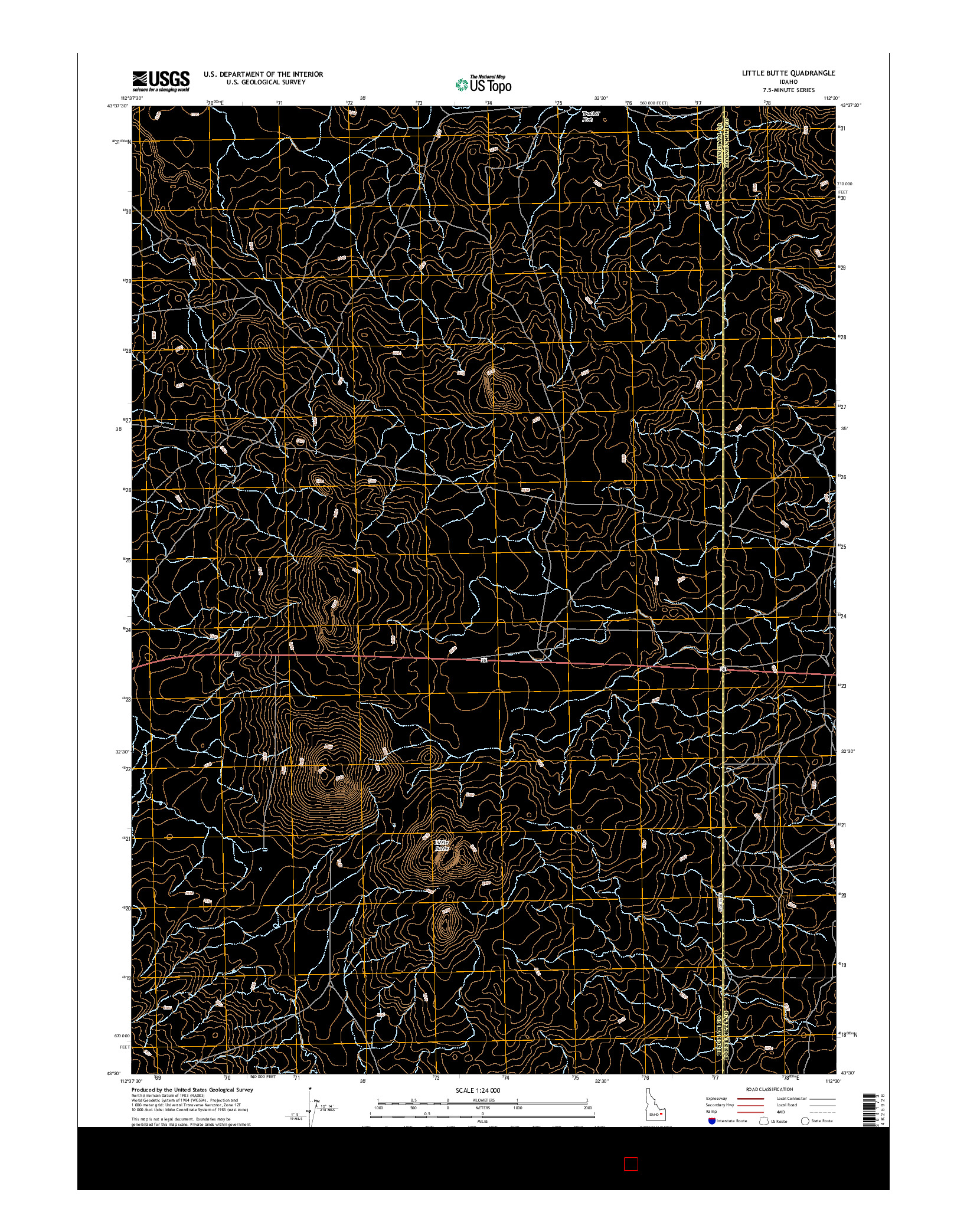 USGS US TOPO 7.5-MINUTE MAP FOR LITTLE BUTTE, ID 2017