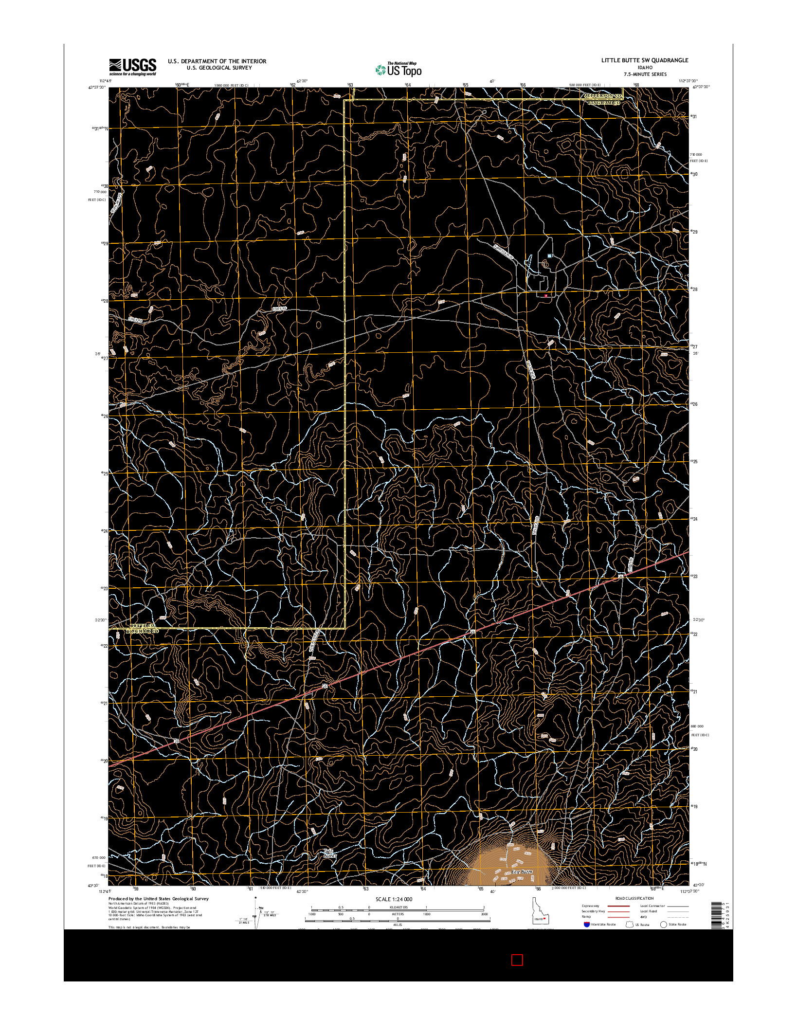 USGS US TOPO 7.5-MINUTE MAP FOR LITTLE BUTTE SW, ID 2017