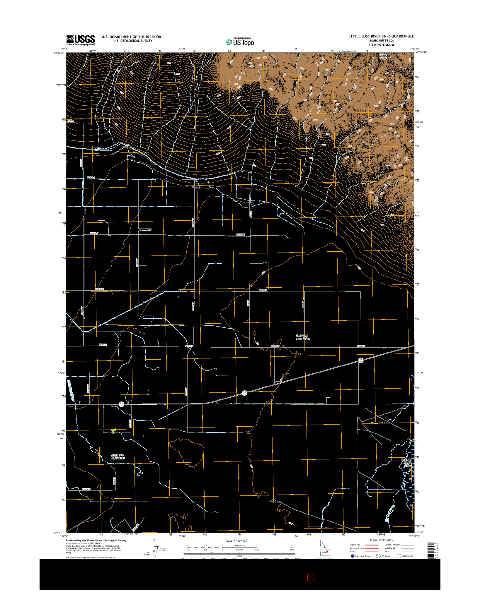 USGS US TOPO 7.5-MINUTE MAP FOR LITTLE LOST RIVER SINKS, ID 2017