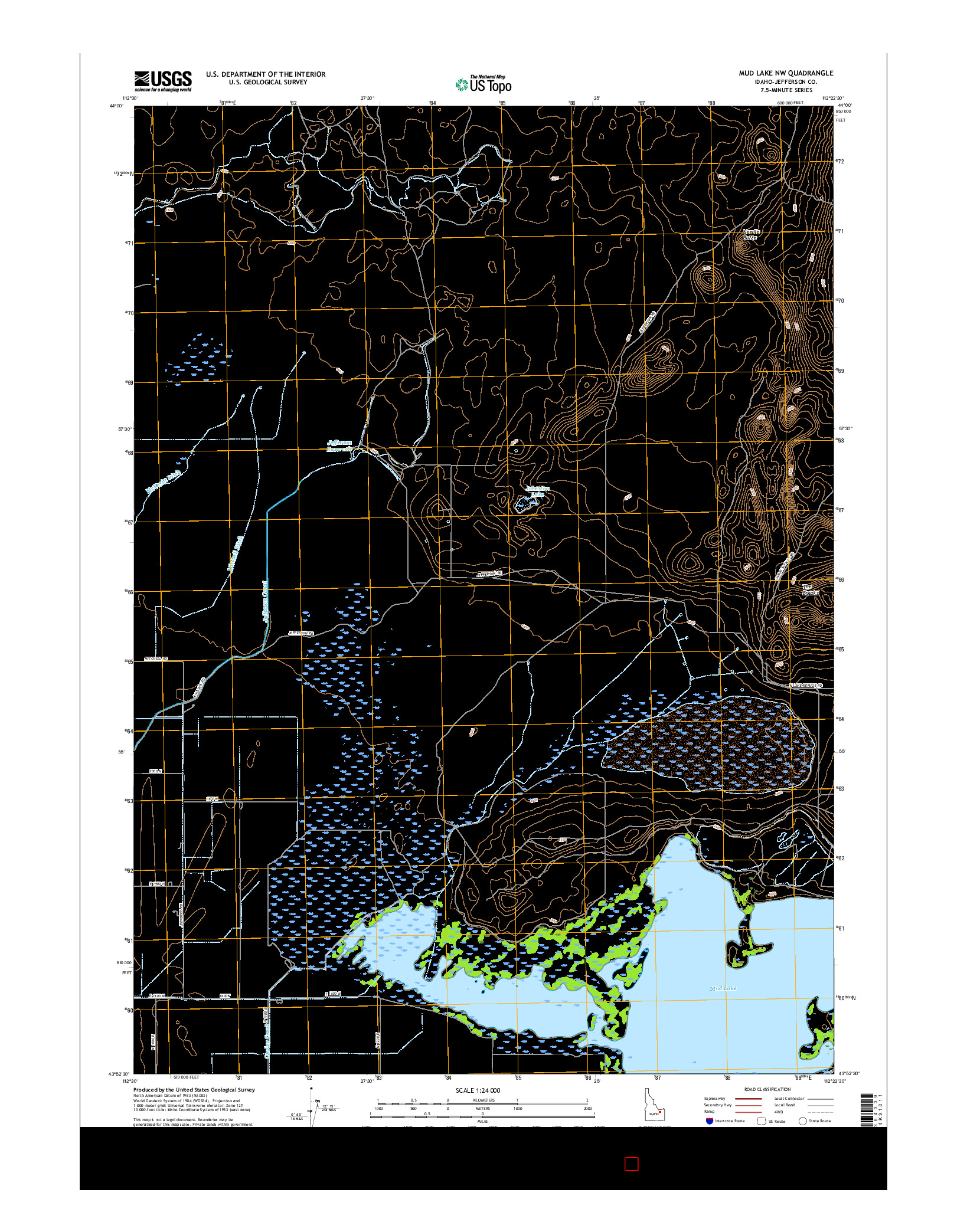 USGS US TOPO 7.5-MINUTE MAP FOR MUD LAKE NW, ID 2017