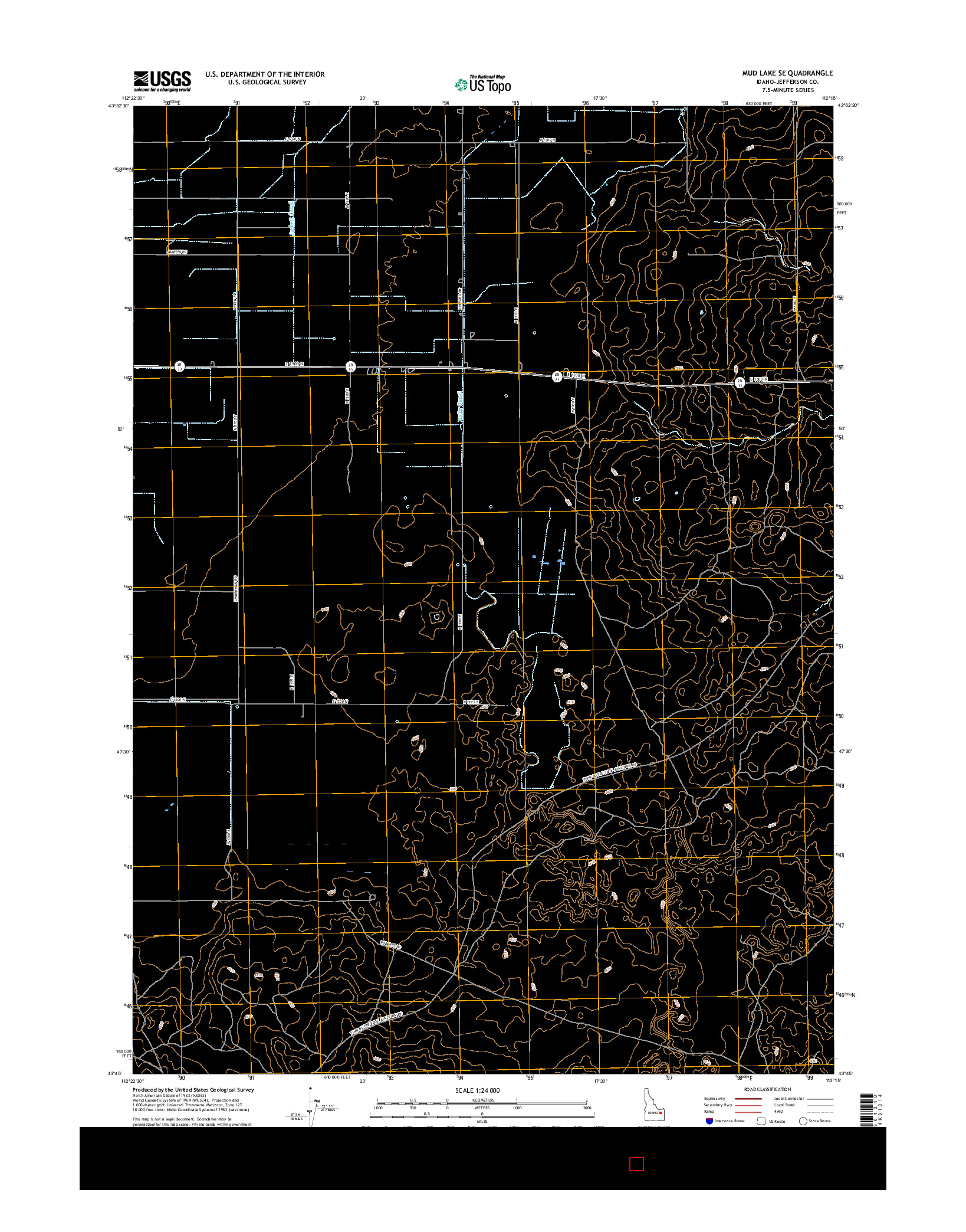 USGS US TOPO 7.5-MINUTE MAP FOR MUD LAKE SE, ID 2017