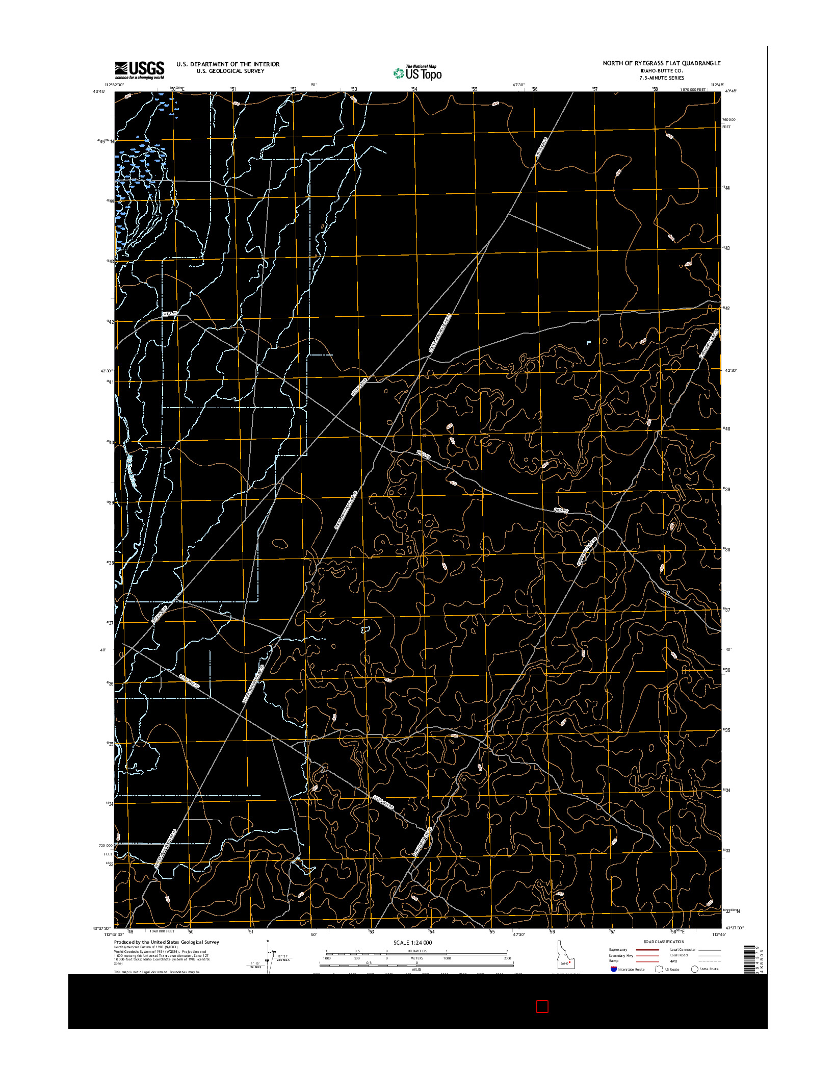 USGS US TOPO 7.5-MINUTE MAP FOR NORTH OF RYEGRASS FLAT, ID 2017