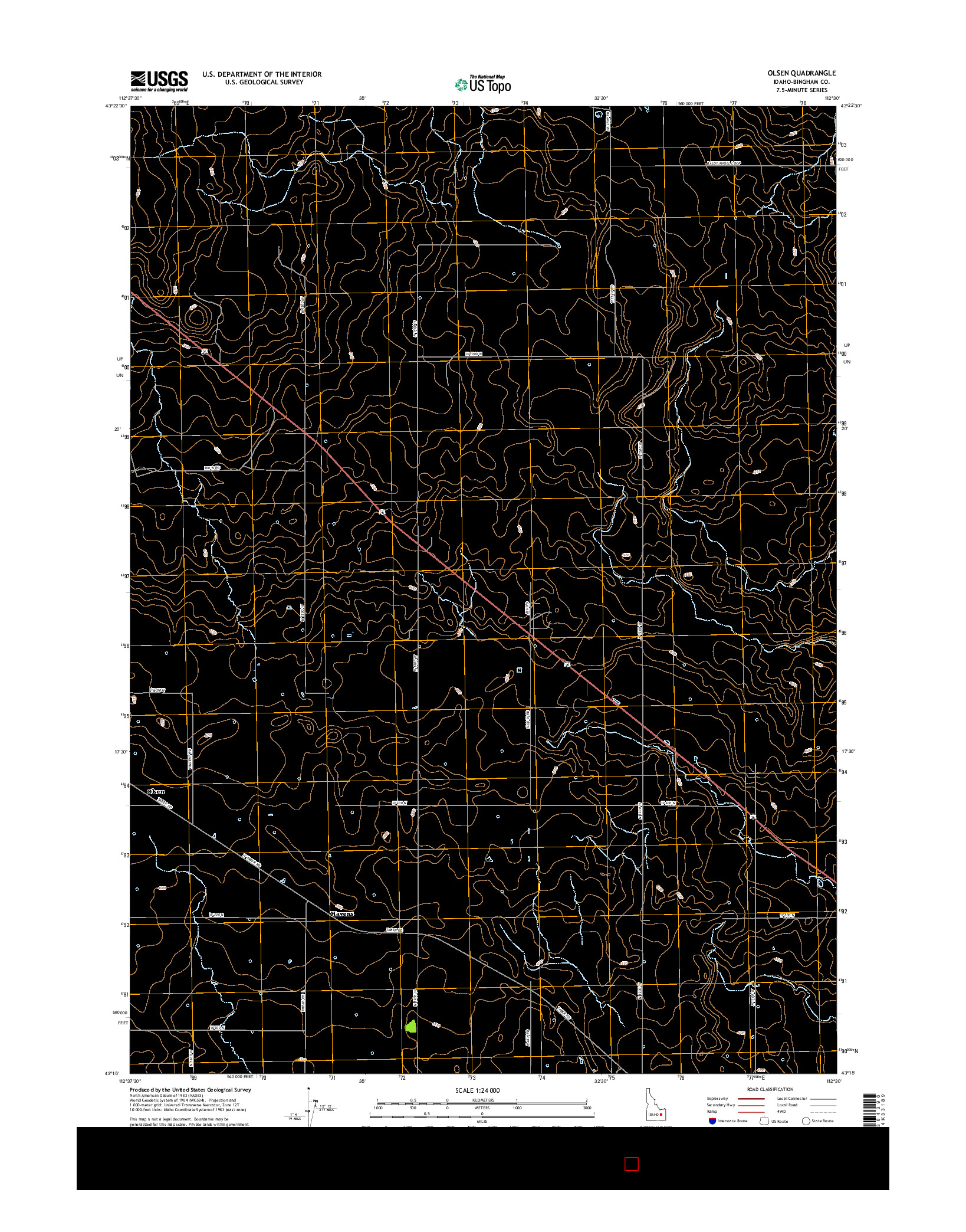 USGS US TOPO 7.5-MINUTE MAP FOR OLSEN, ID 2017