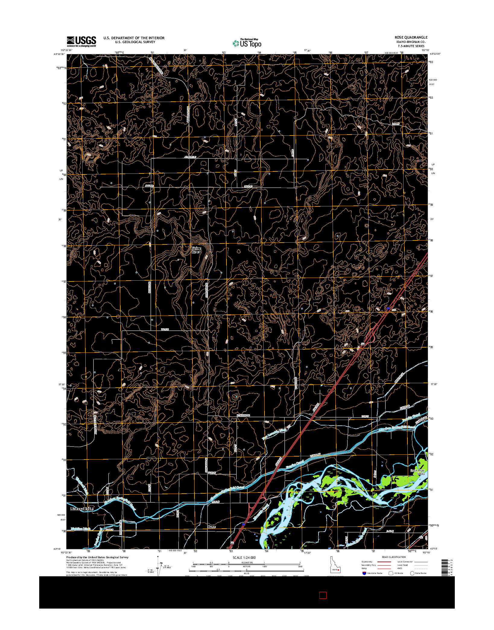 USGS US TOPO 7.5-MINUTE MAP FOR ROSE, ID 2017