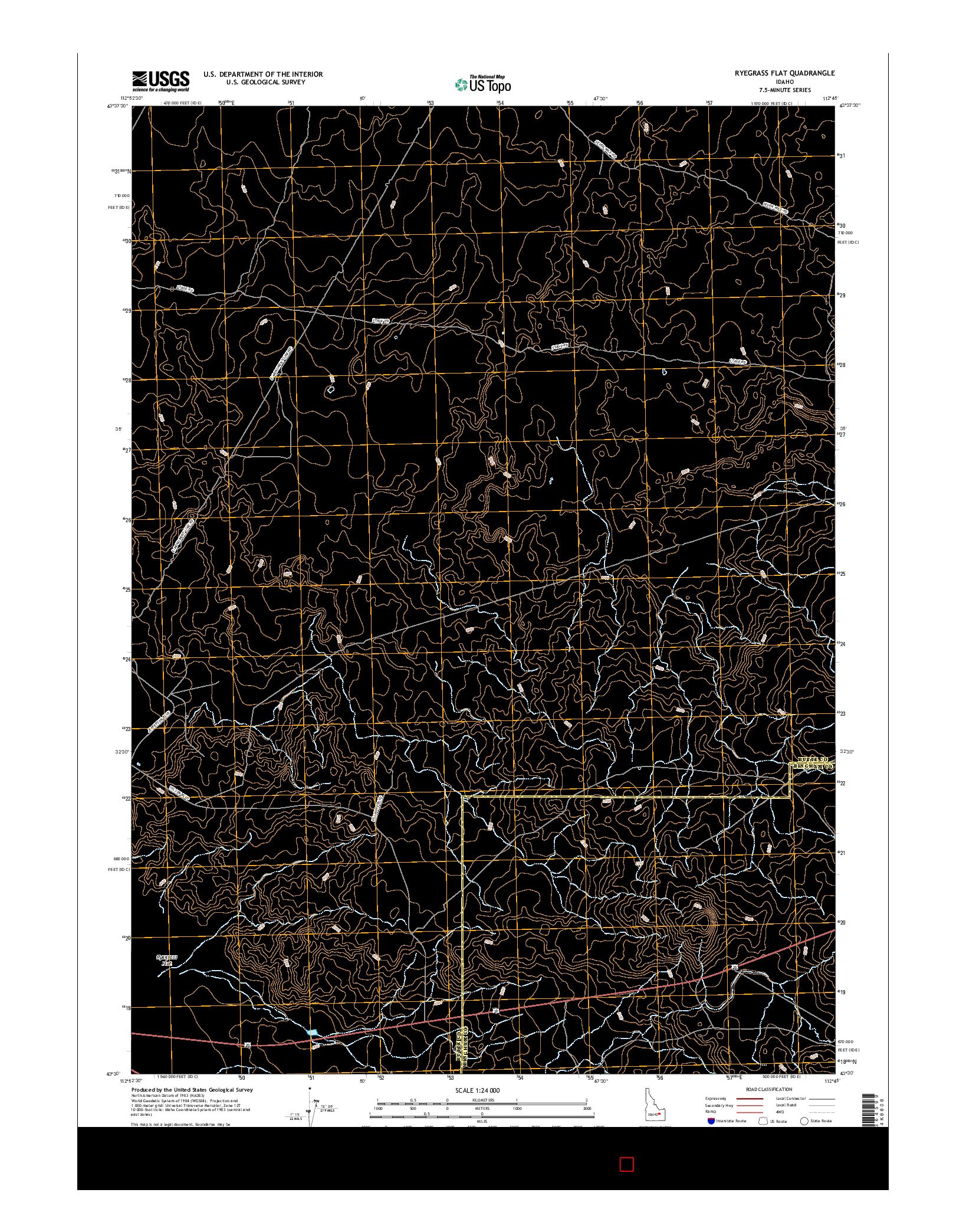 USGS US TOPO 7.5-MINUTE MAP FOR RYEGRASS FLAT, ID 2017