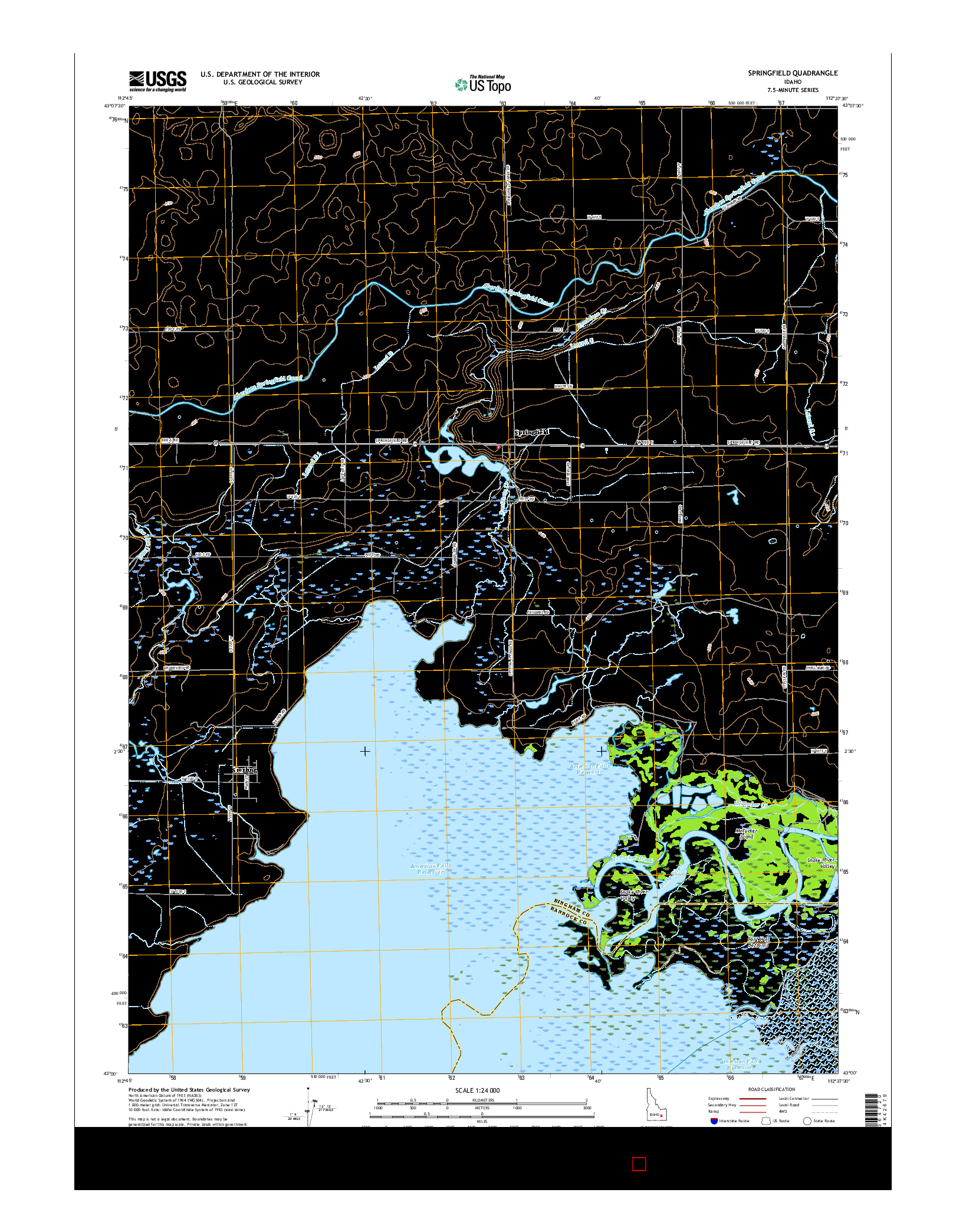 USGS US TOPO 7.5-MINUTE MAP FOR SPRINGFIELD, ID 2017